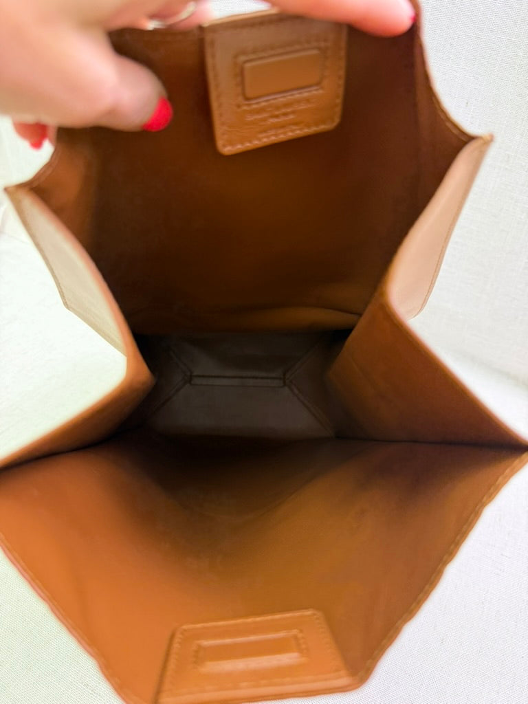 LIKE NEW- Saint Laurent YSL Beige Monogram Calfskin Deli Paper Bag