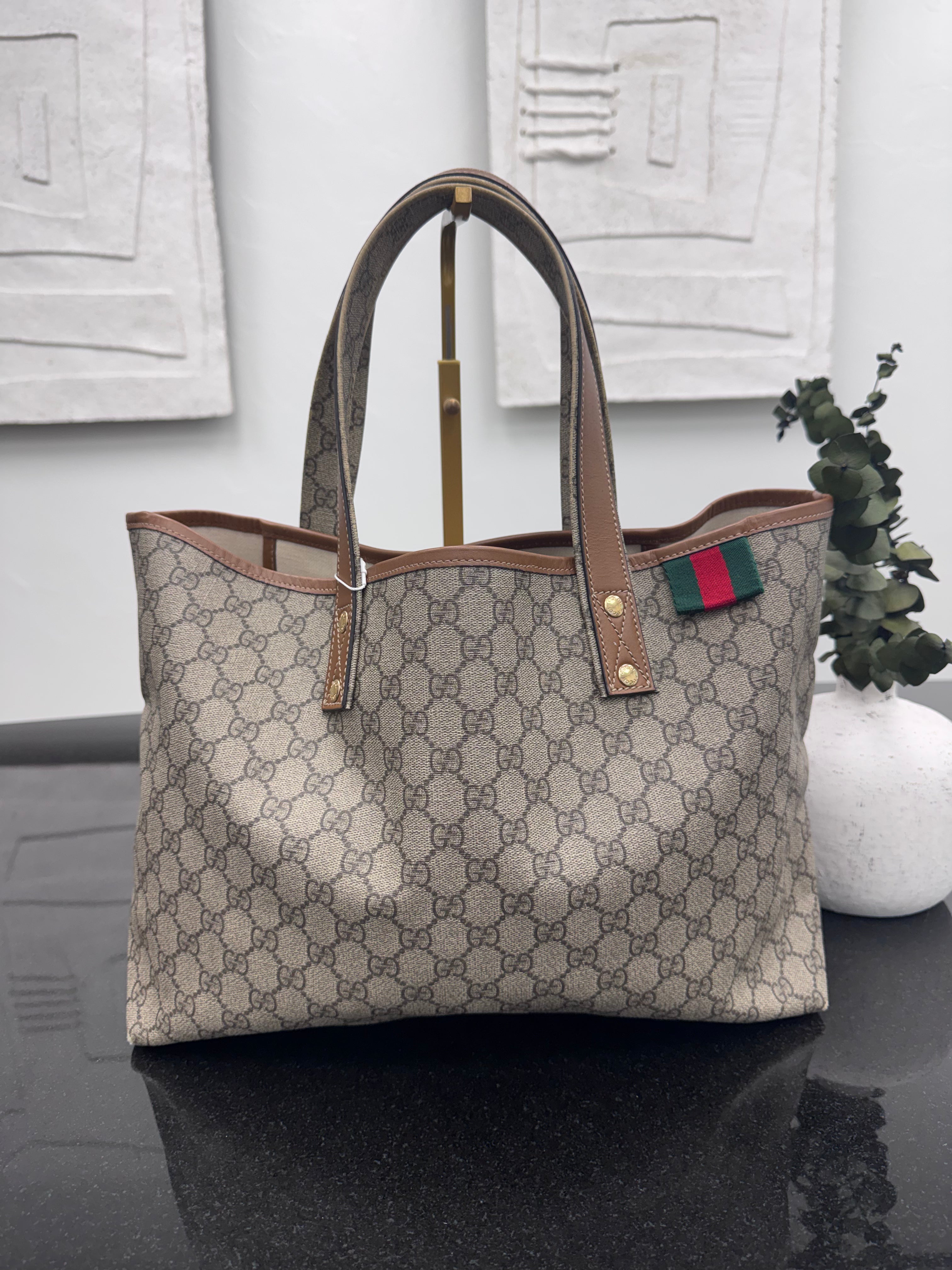 Gucci Brown GG Supreme Tote Bag