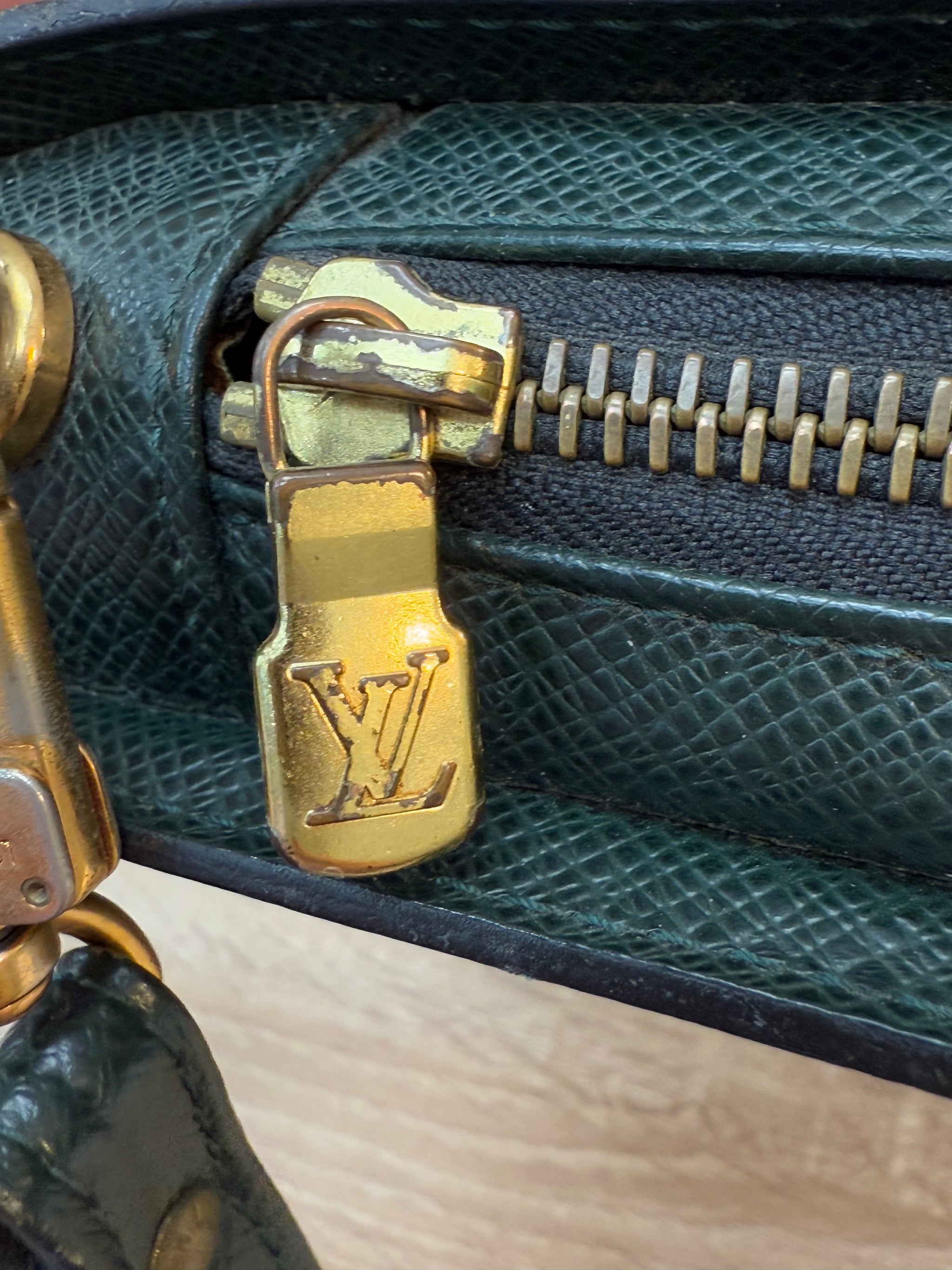 Louis Vuitton Green Taiga Leather Clutch