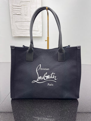Christian Louboutin Black Canvas Large Tote Bag