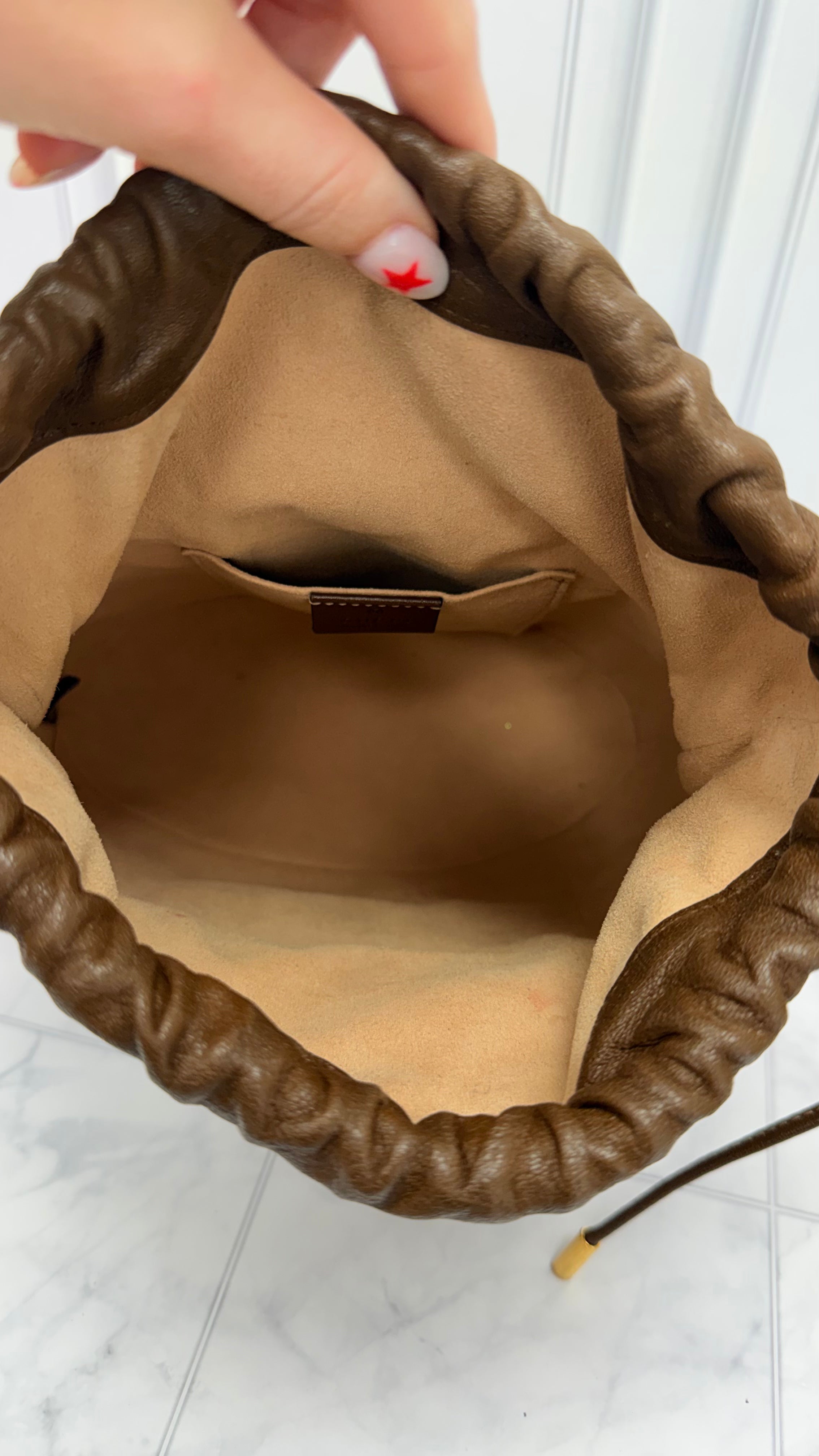 *DONS DROP*  Gucci Brown GG Canvas & Leather 1955 Drawstring Bucket Crossbody