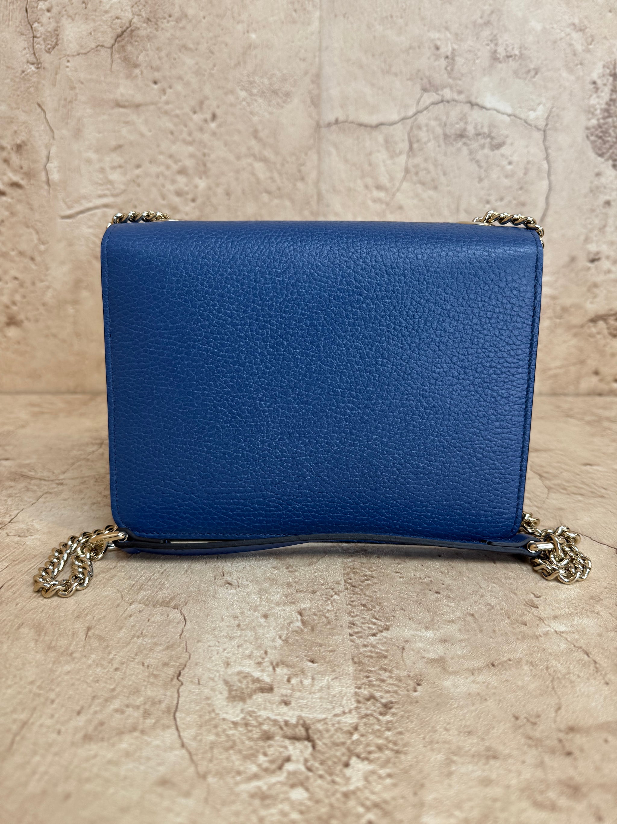 BRAND NEW- Gucci Interlocking G Blue Leather Crossbody Bag