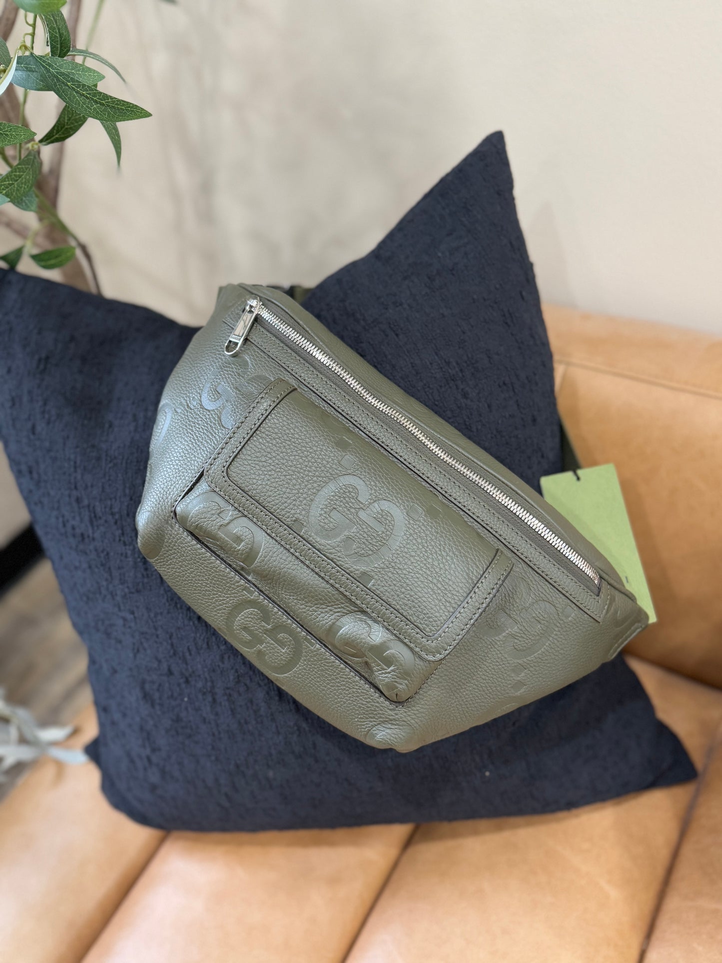 BRAND NEW- Gucci Olive Green Jumbo GG Bum Bag