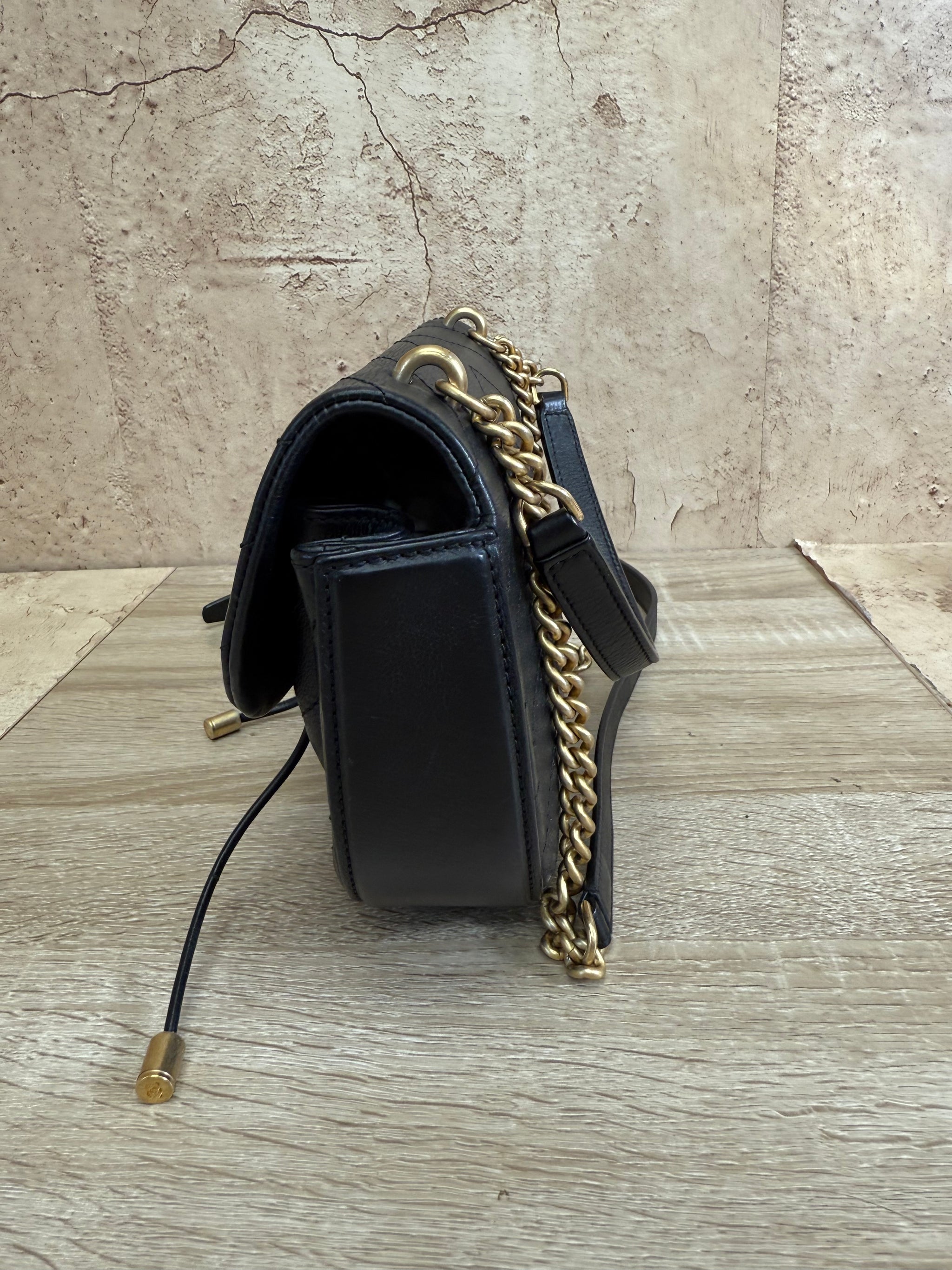 Chanel Black Lambskin V Stitch 2Way Bag