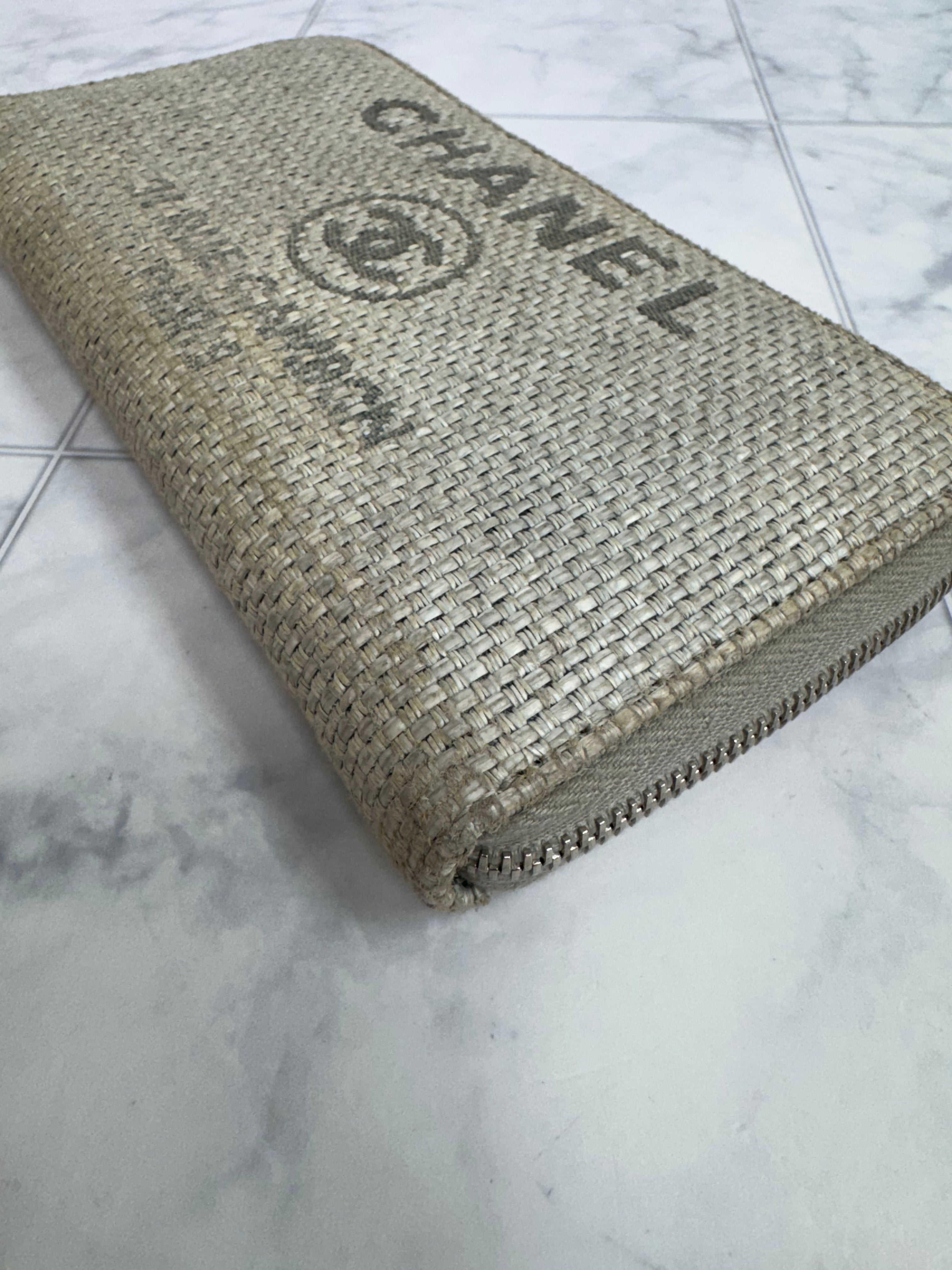 Chanel Grey Tweed Deauville Zippy Wallet