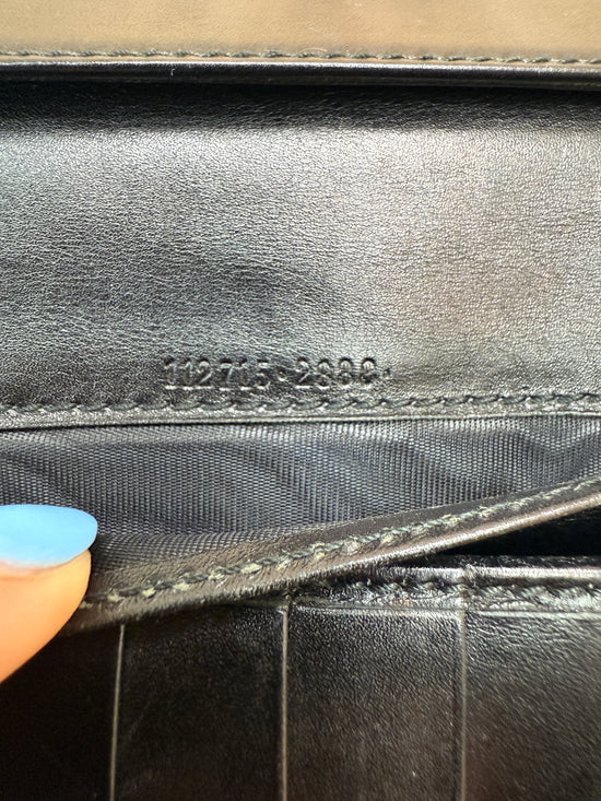Gucci Black Leather Guccissima Bar Long Wallet