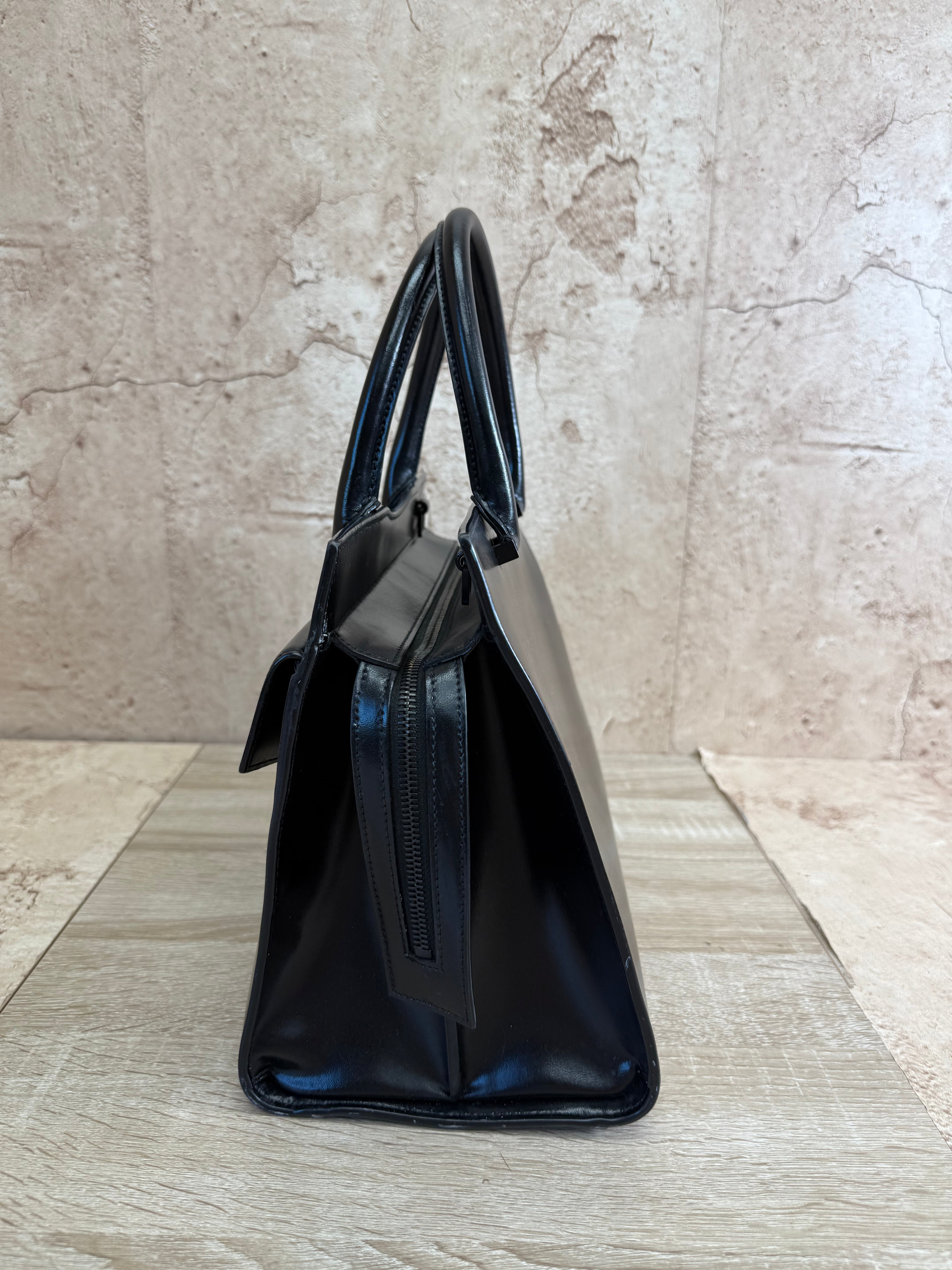 Saint Laurent YSL Black Leather Uptown Tote