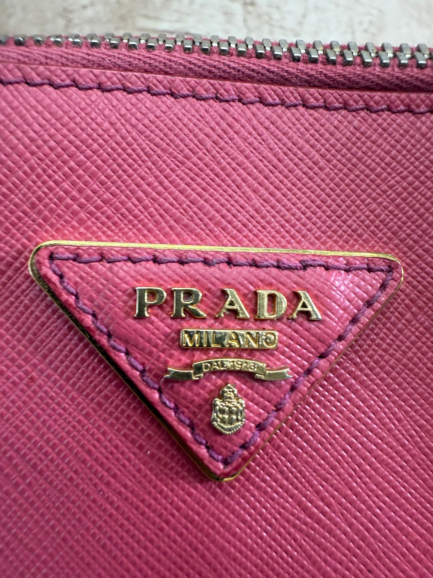 Prada Pink Saffiano Leather Dome 2way Bag