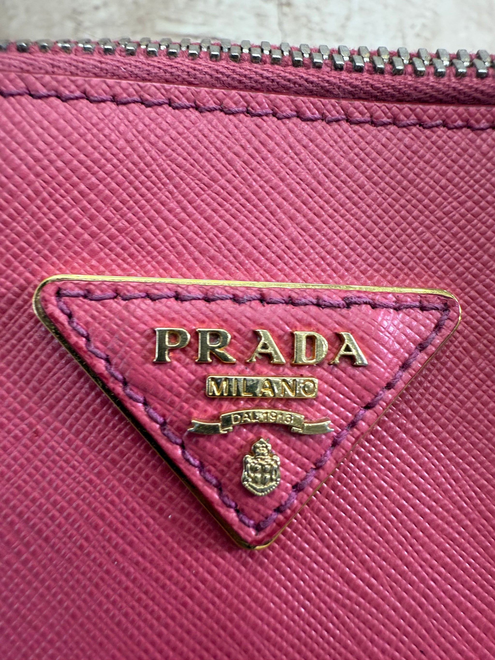 Prada Pink Saffiano Leather Dome 2way Bag