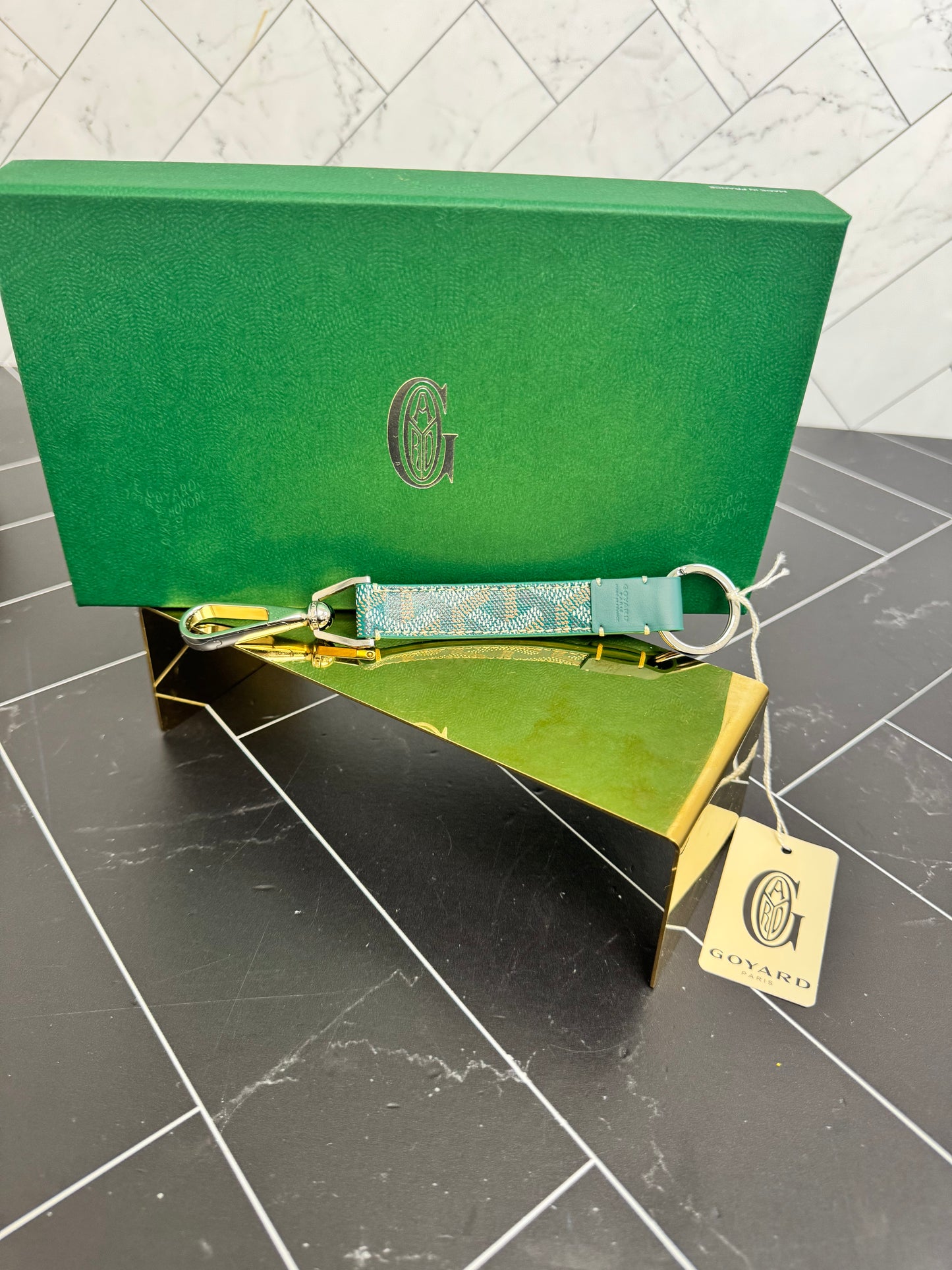 BRAND NEW- Goyard Green Mousqueton Keychain