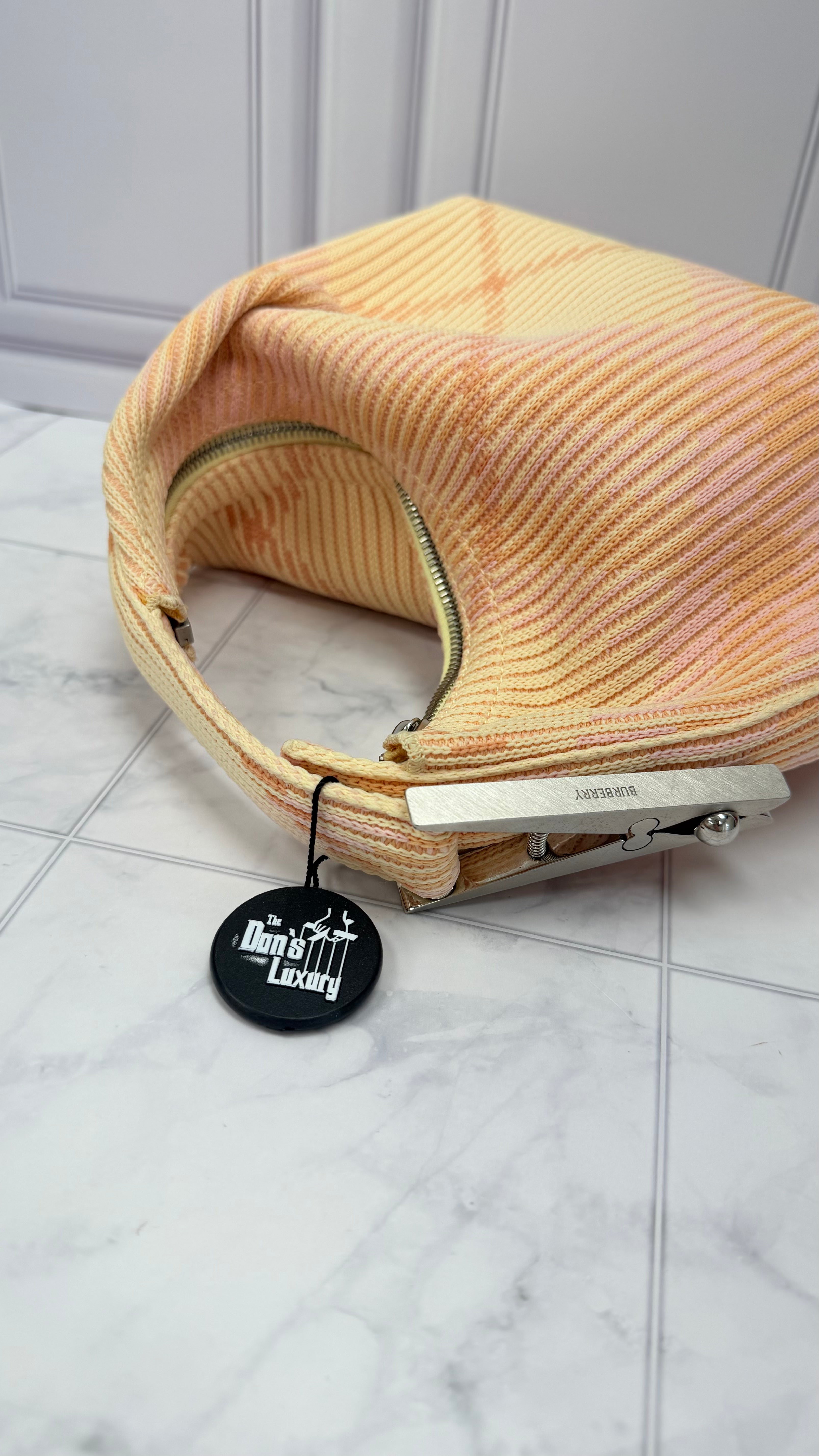 *DONS DROP* LIKE NEW - Burberry Pink Lemonade Knitted Canvas Mini Peg Duffle Bag