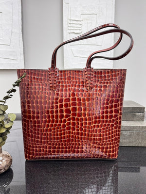 LIKE NEW - Christian Louboutin Croc Embossed Leather Cabata Tote Bag