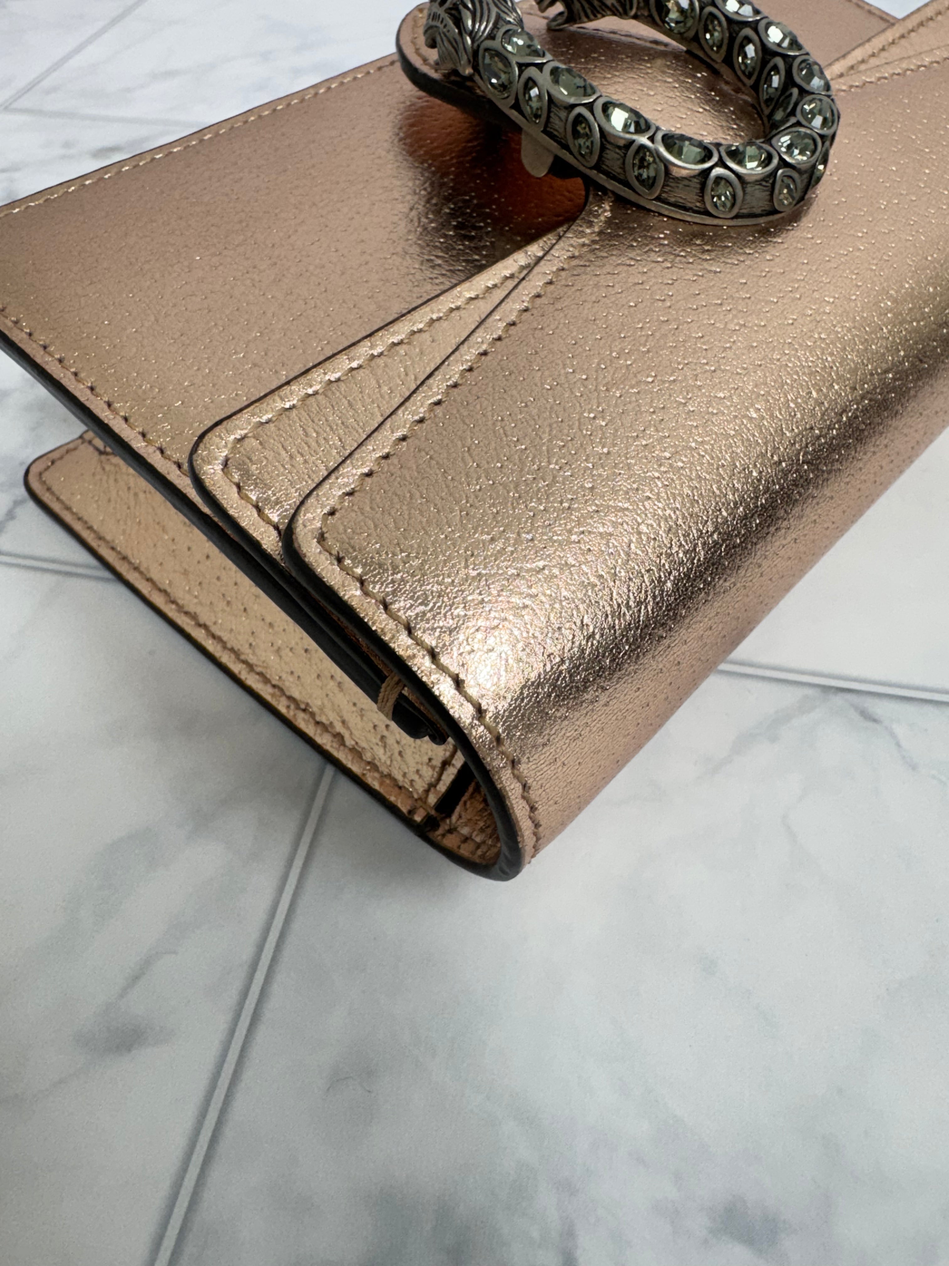 *DONS DROP* BRAND NEW- Gucci Metallic Rose Gold Super Mini Dionysus Chain Bag