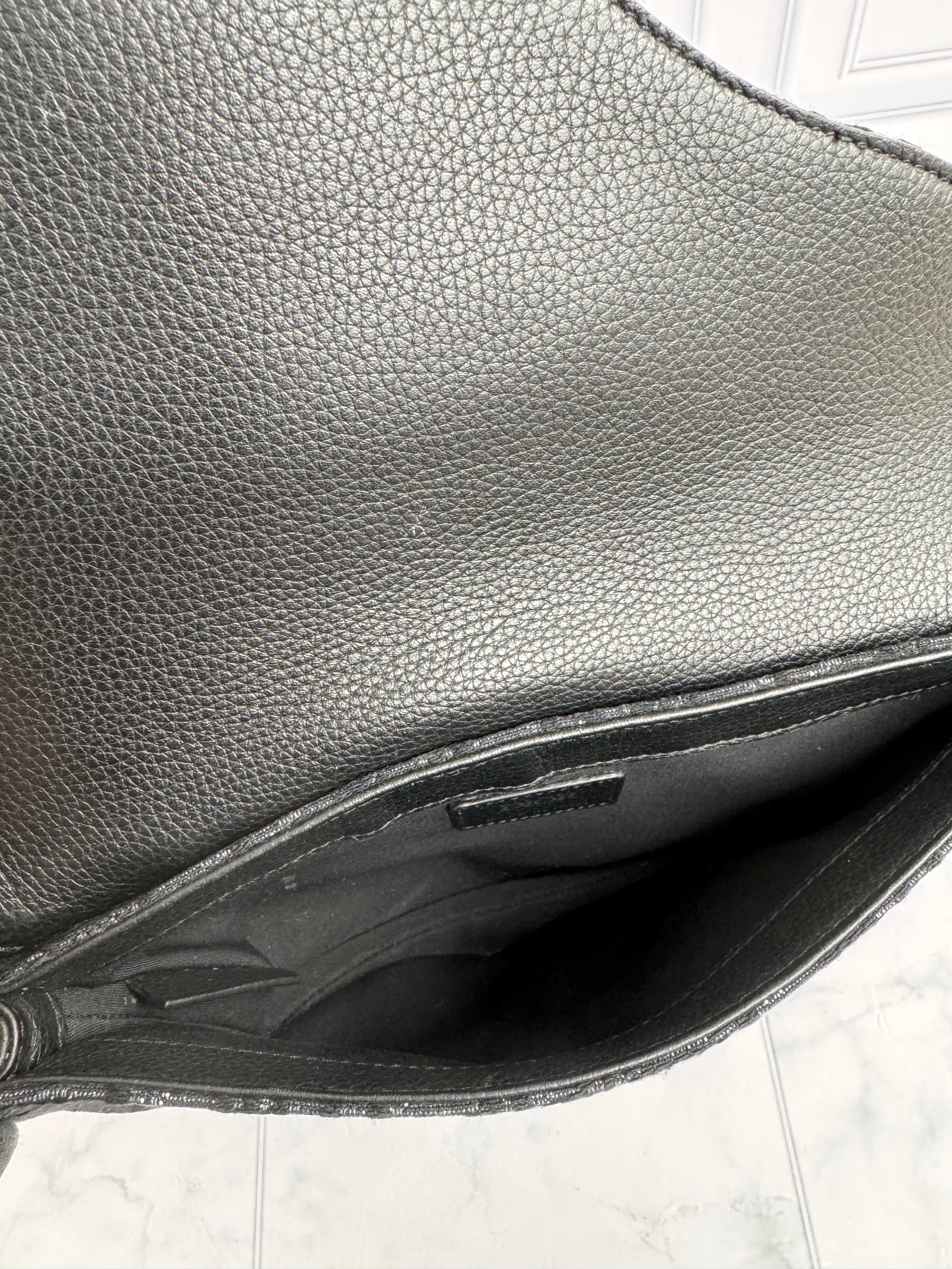 Christian Dior Black Denim Oblique Saddle Messenger Crossbody Bag