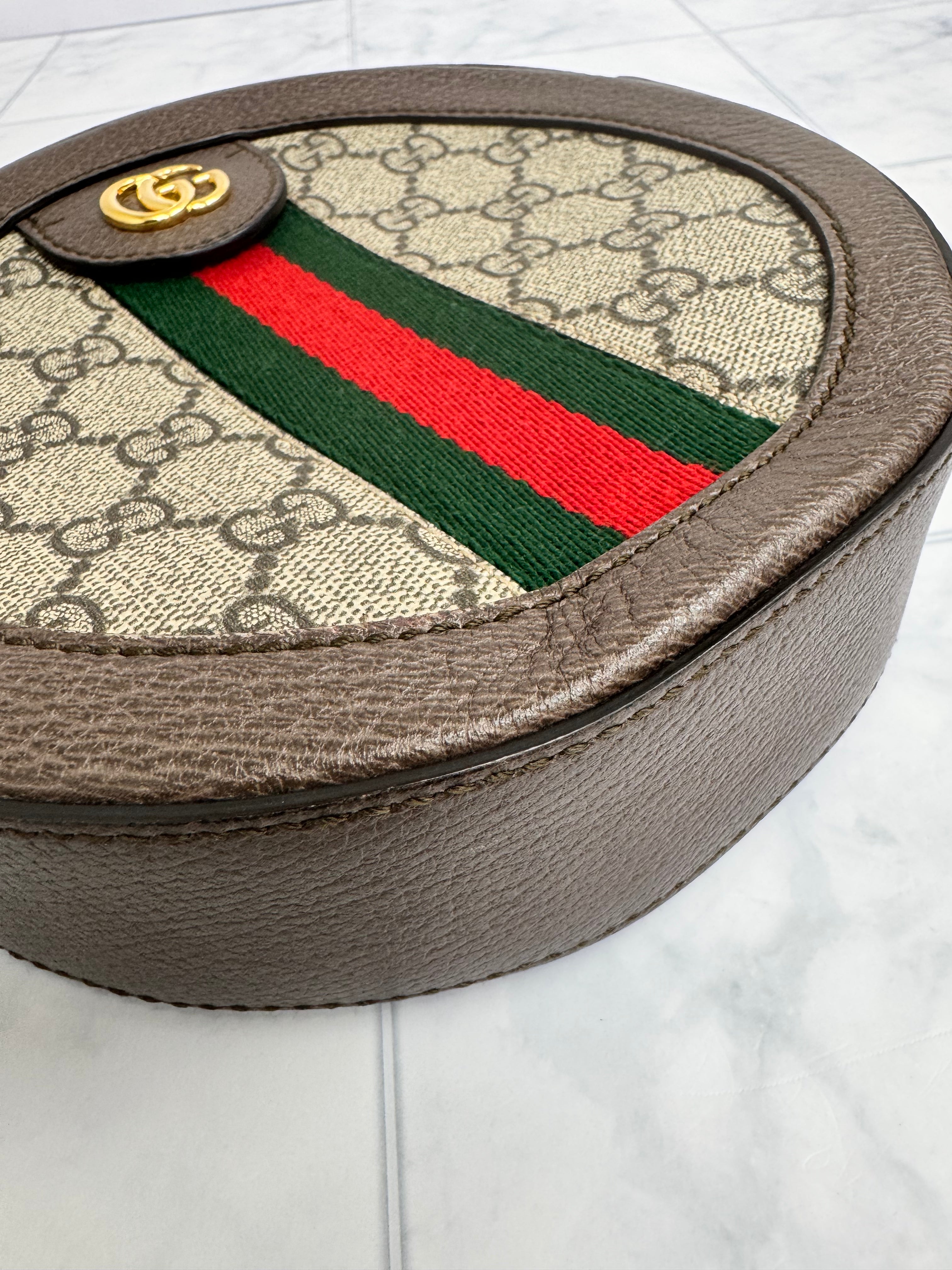 Gucci GG Supreme Web Canvas Ophidia Round Crossbody Bag