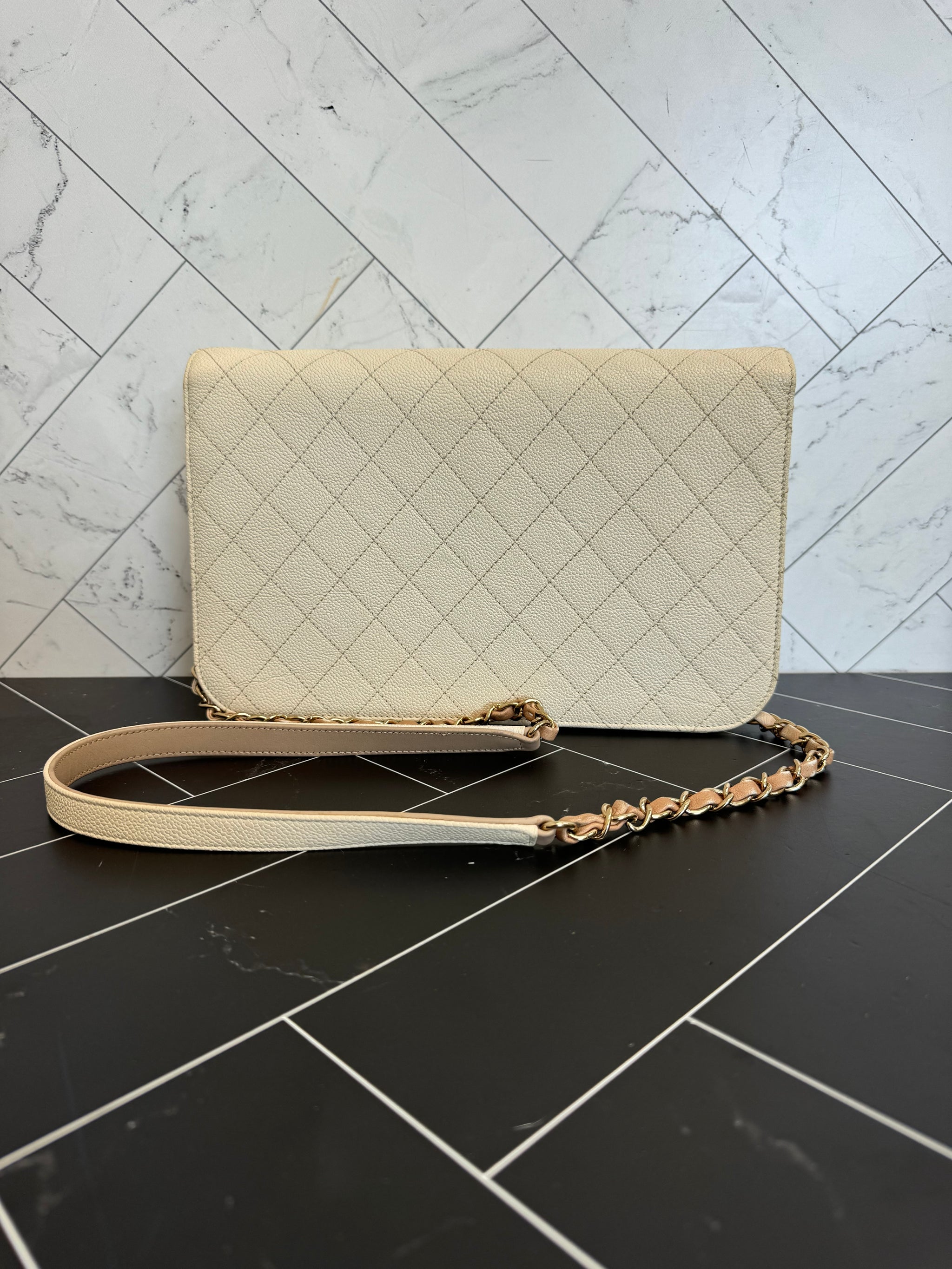 Chanel Thread Around Quilted Caviar Flap Bag