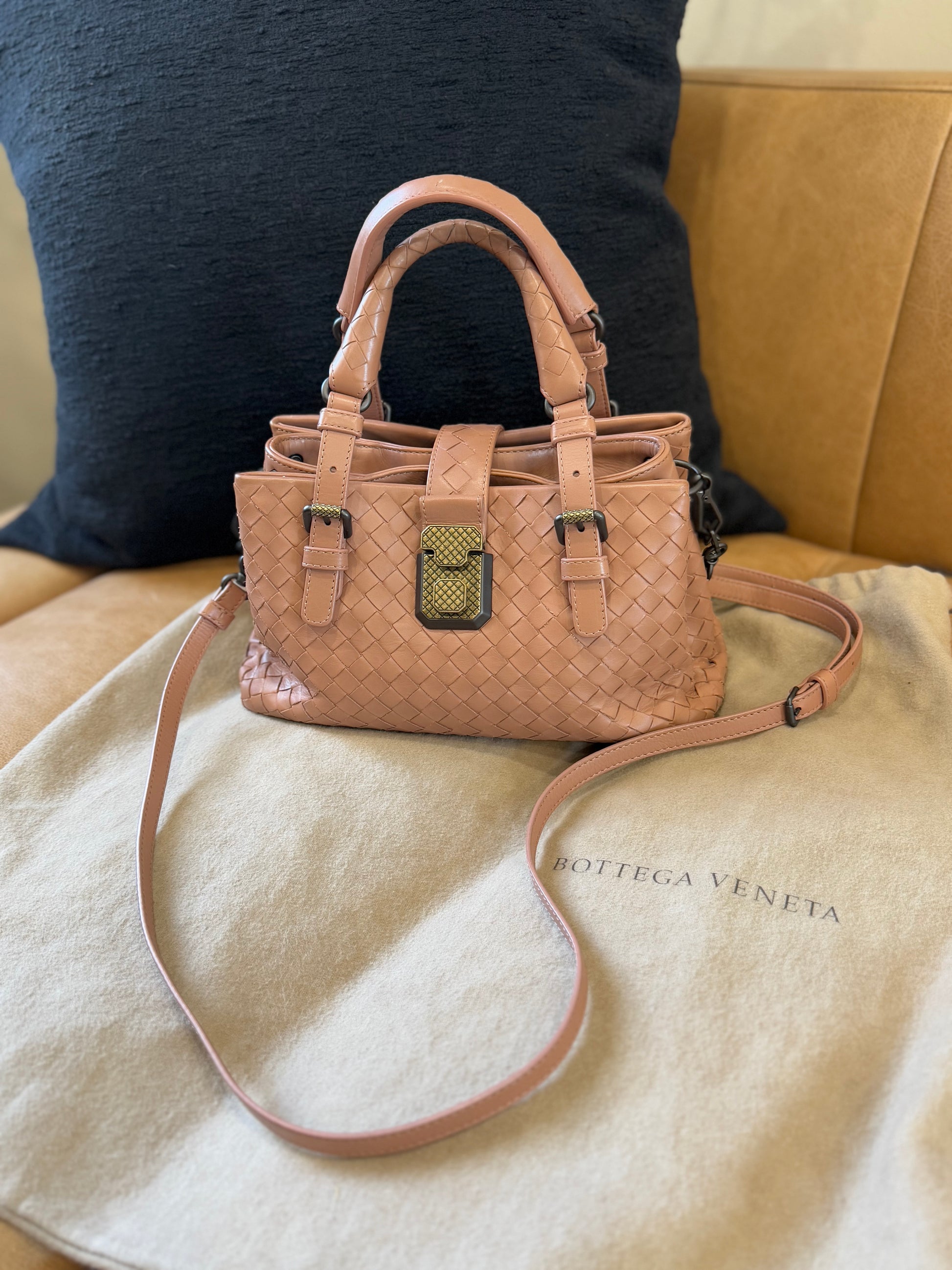 Bottega Veneta Mauve Intrecciato Leather Mini Rome Crossbody Bag