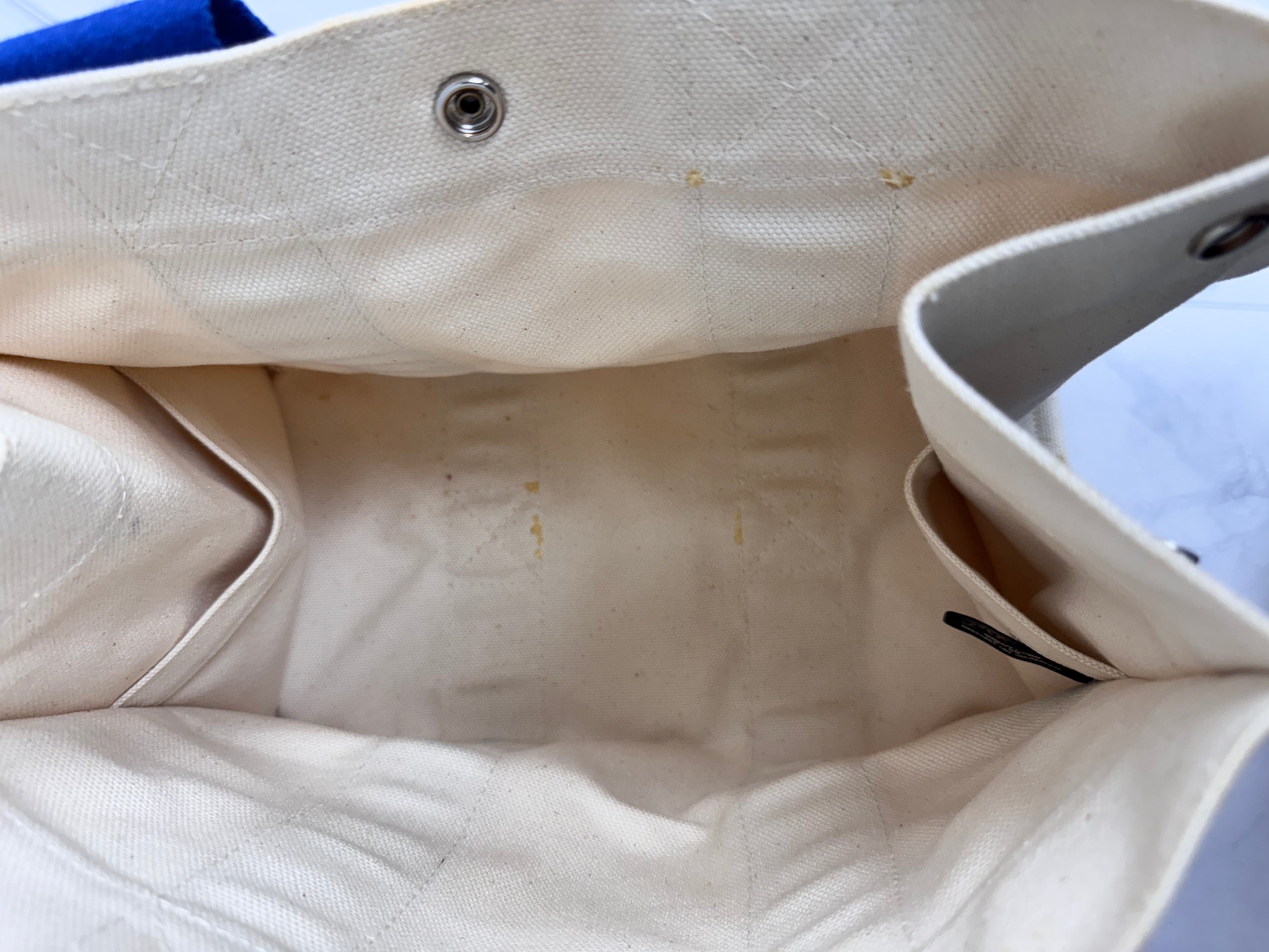 Hermes Beige And Blue Canvas Bora Bora Tote Bag PM