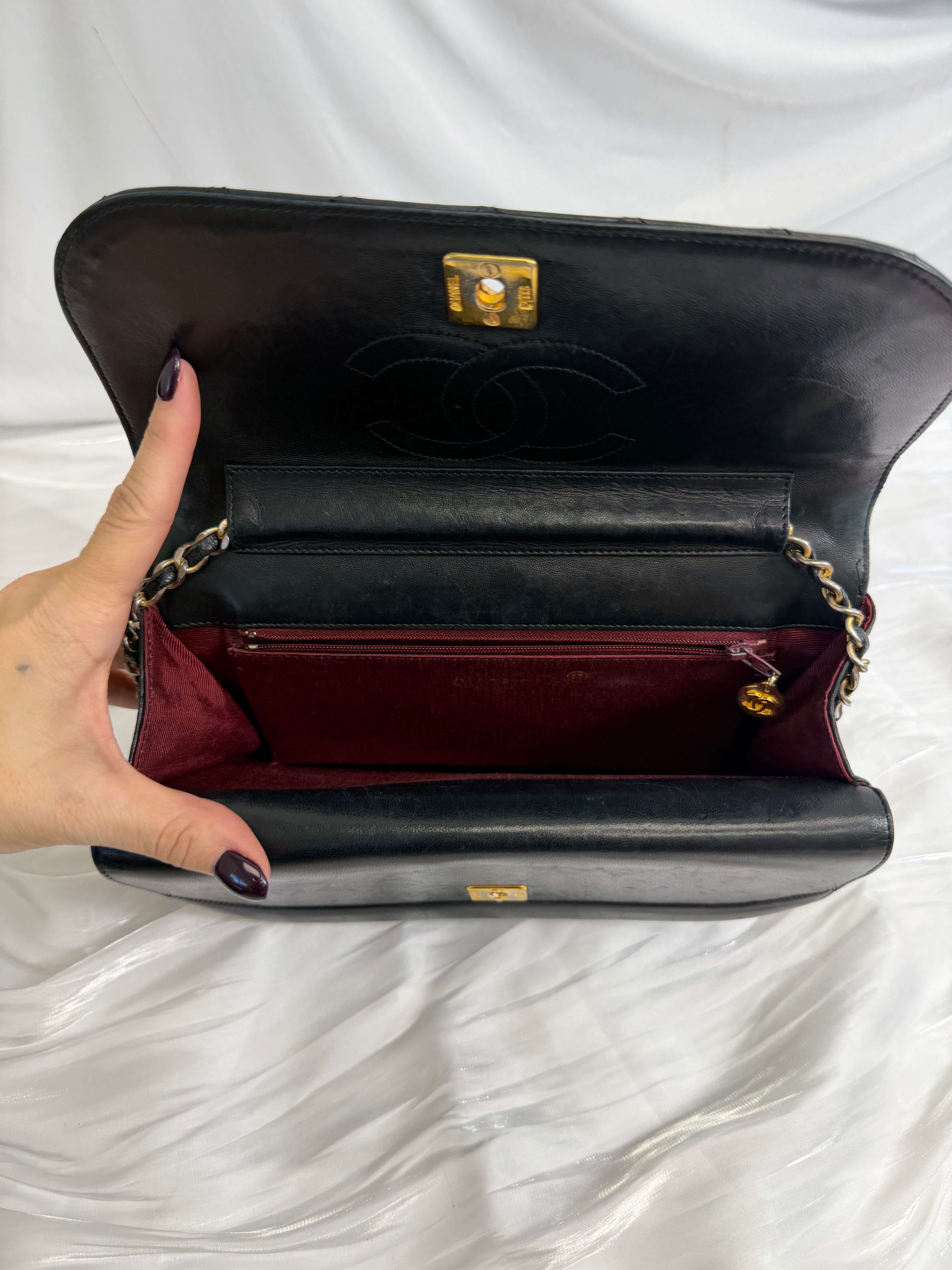 Chanel Black Calfskin Double Flap Bag