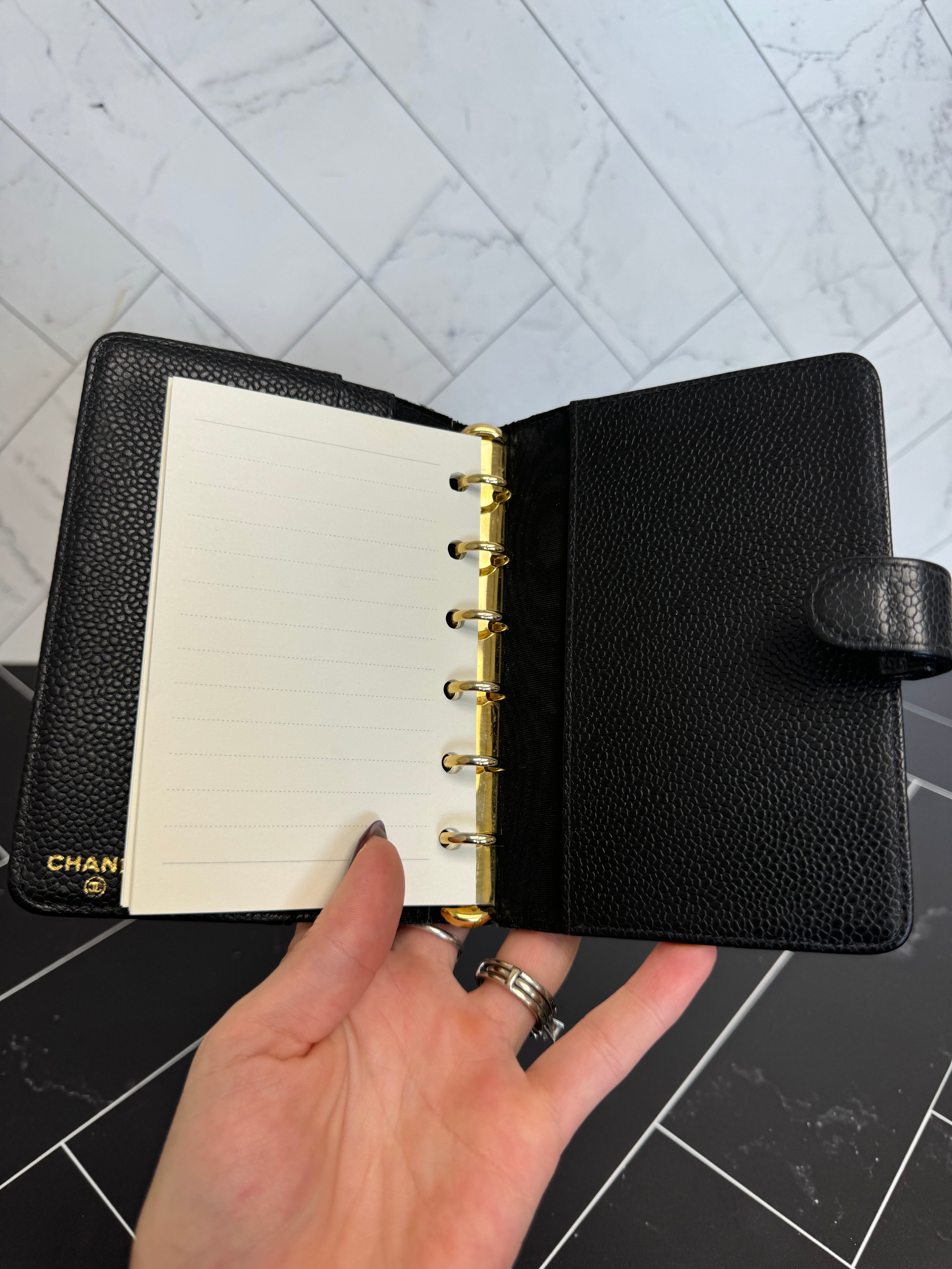 Chanel Black Caviar Lambskin Leather Passport Agenda