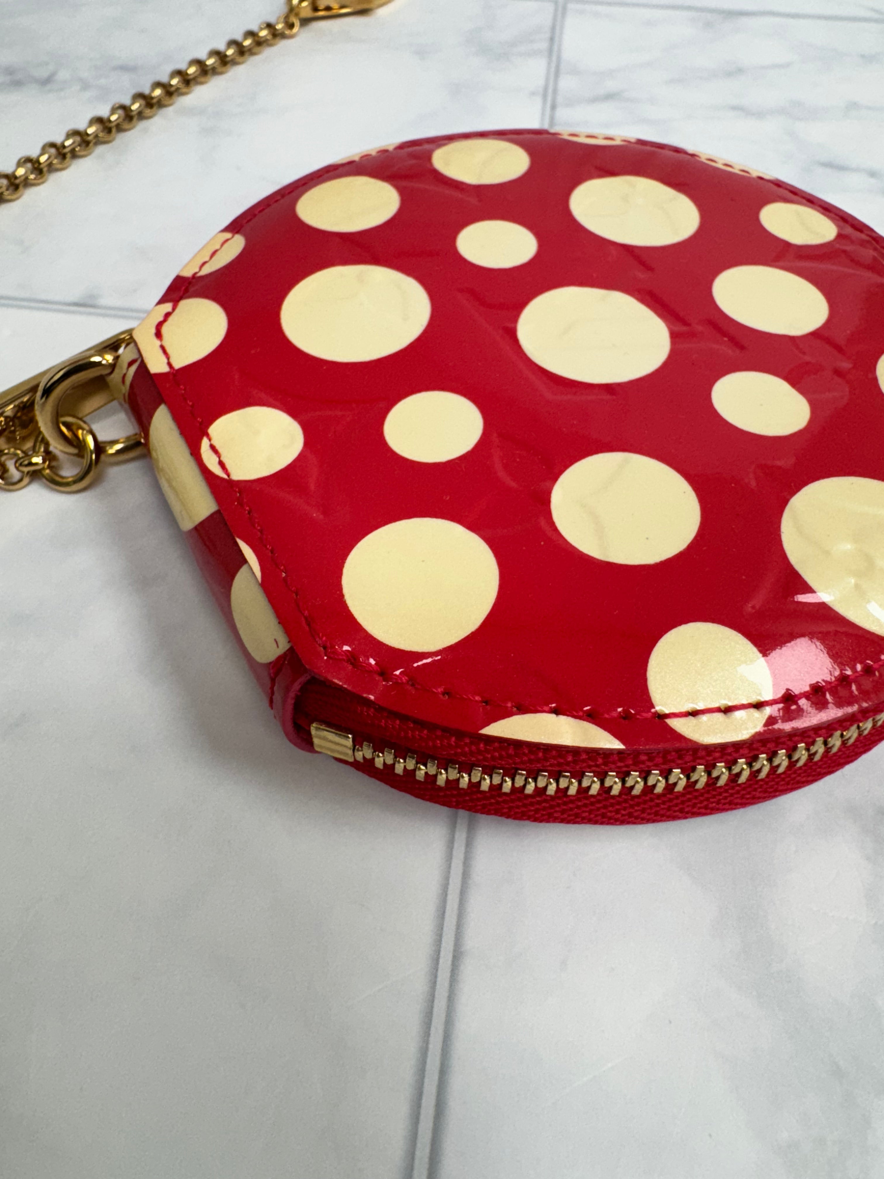 Louis Vuitton Red And White Monogram Vernis Dots Infinity Coin Purse