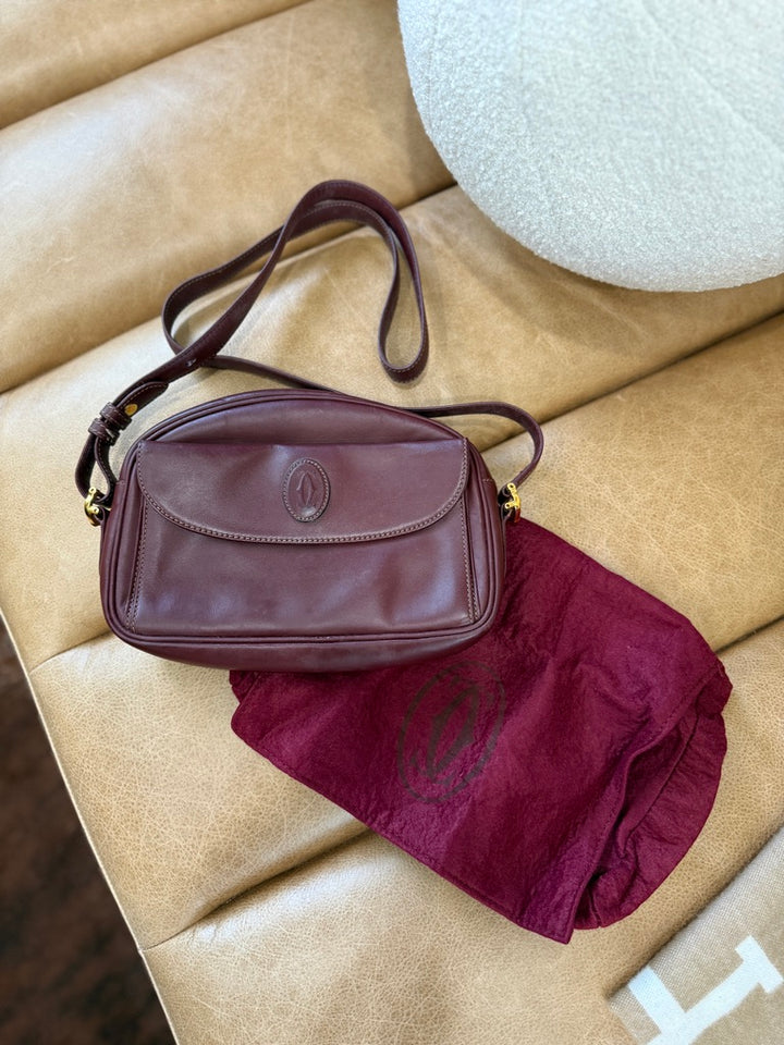 Cartier Burgundy Leather  Crossbody Bag