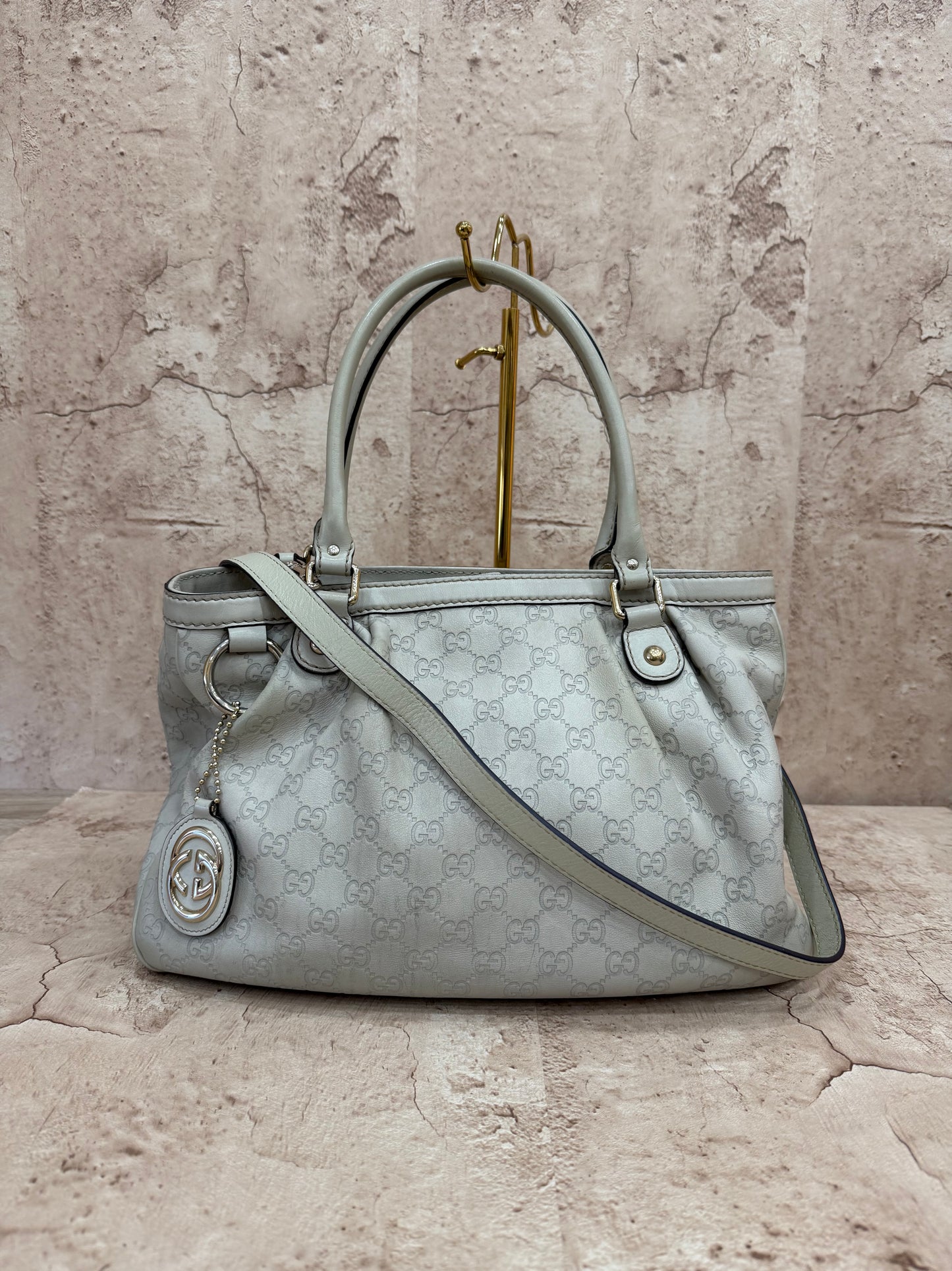 Gucci Beige GG Leather 2Way Tote Bag