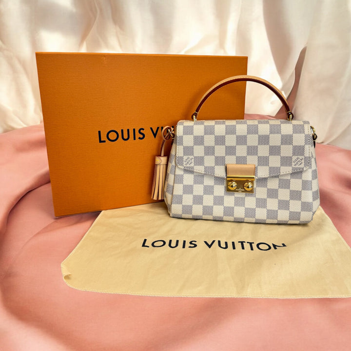 BRAND NEW Louis Vuitton Damier Azur & Ballerine Pink Croisette 2Way Bag