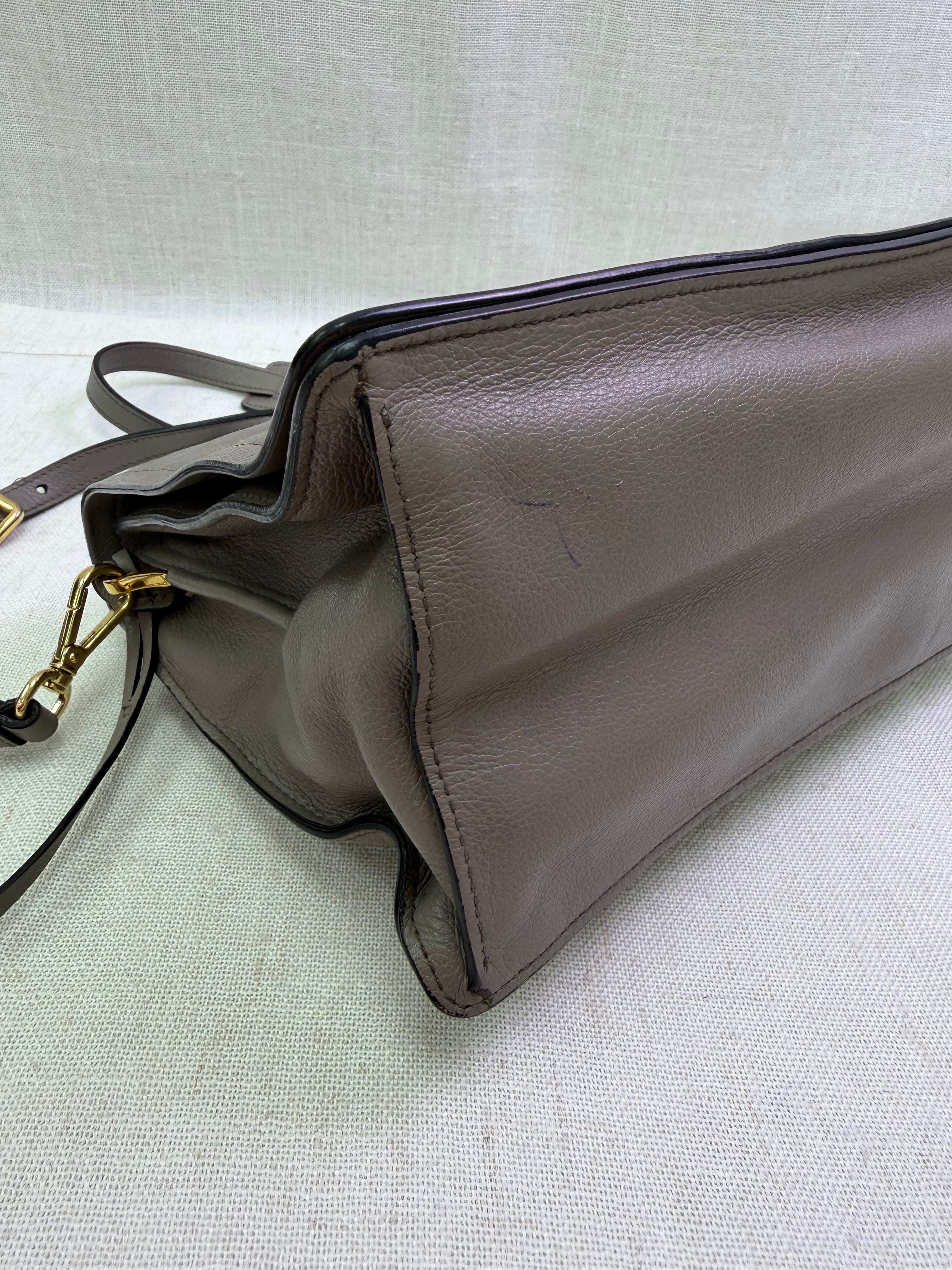 Prada Grey Leather Glace Flap Messenger Bag