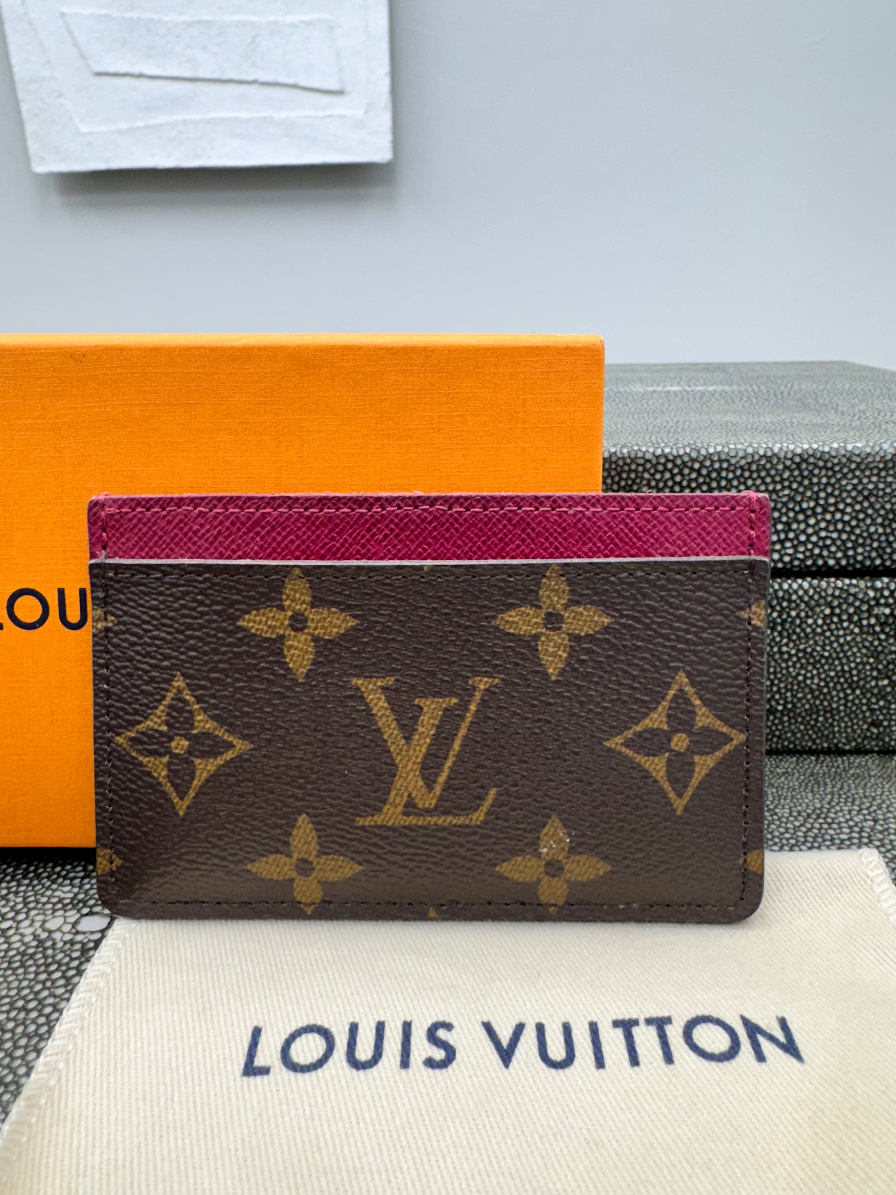 Louis Vuitton Monogram And Fuchsia Card Case