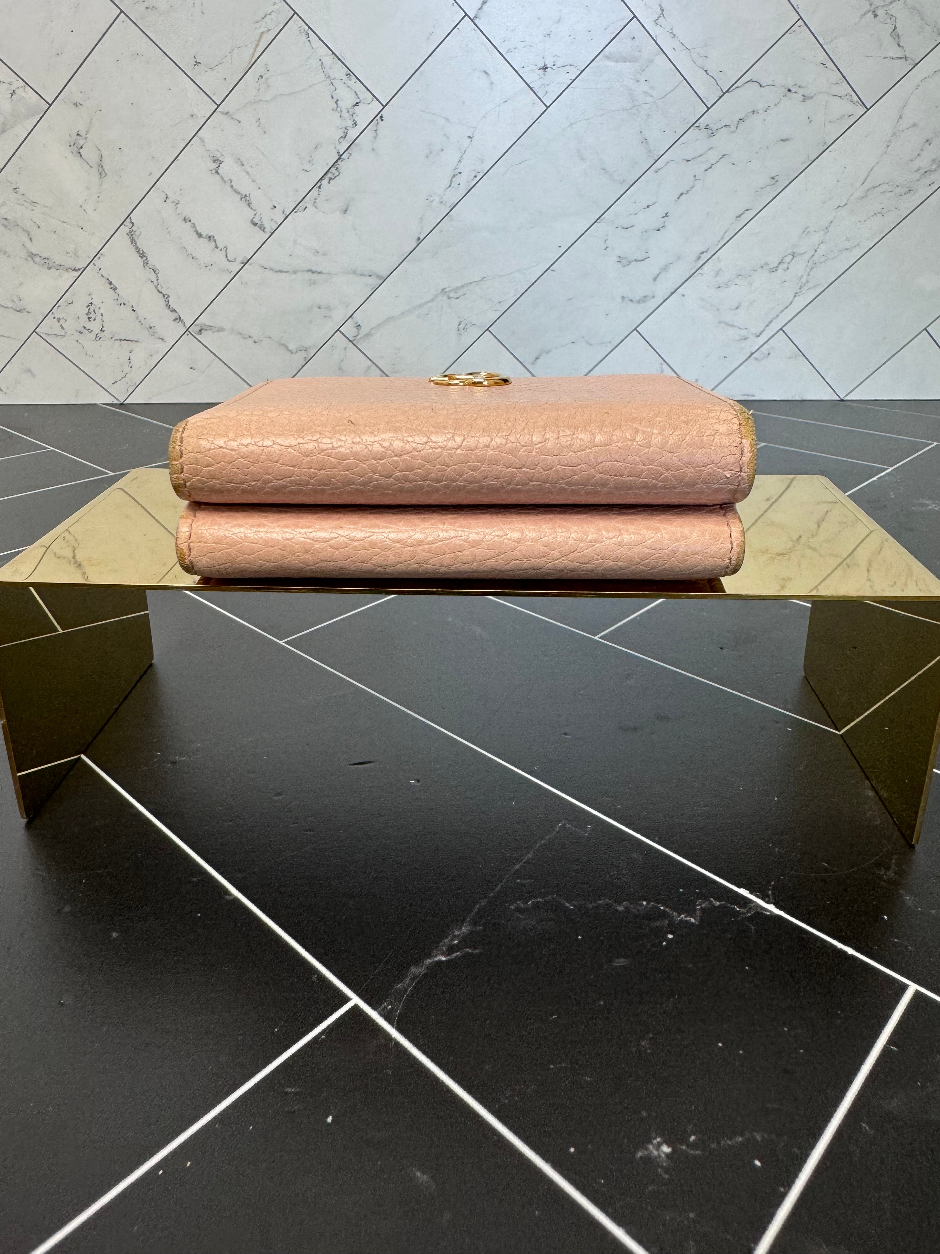 Gucci Pink Leather Marmont Compact Wallet