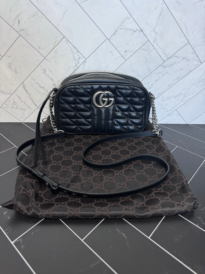 Gucci Black Leather Marmont Small Camera Bag