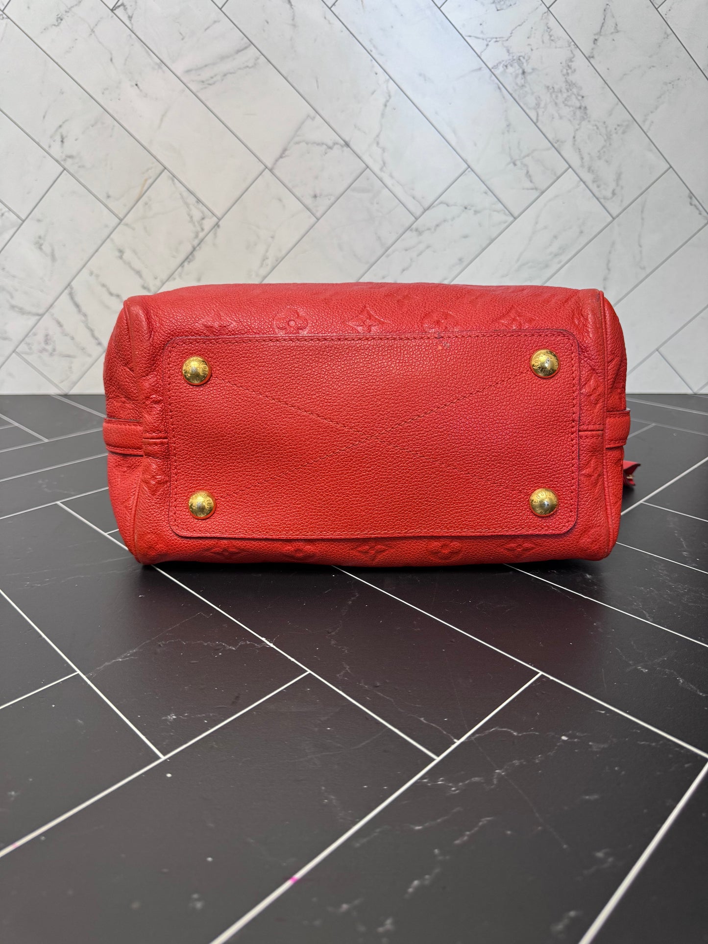 Louis Vuitton Red Empreinte Speedy 25 Bandouliere no strap