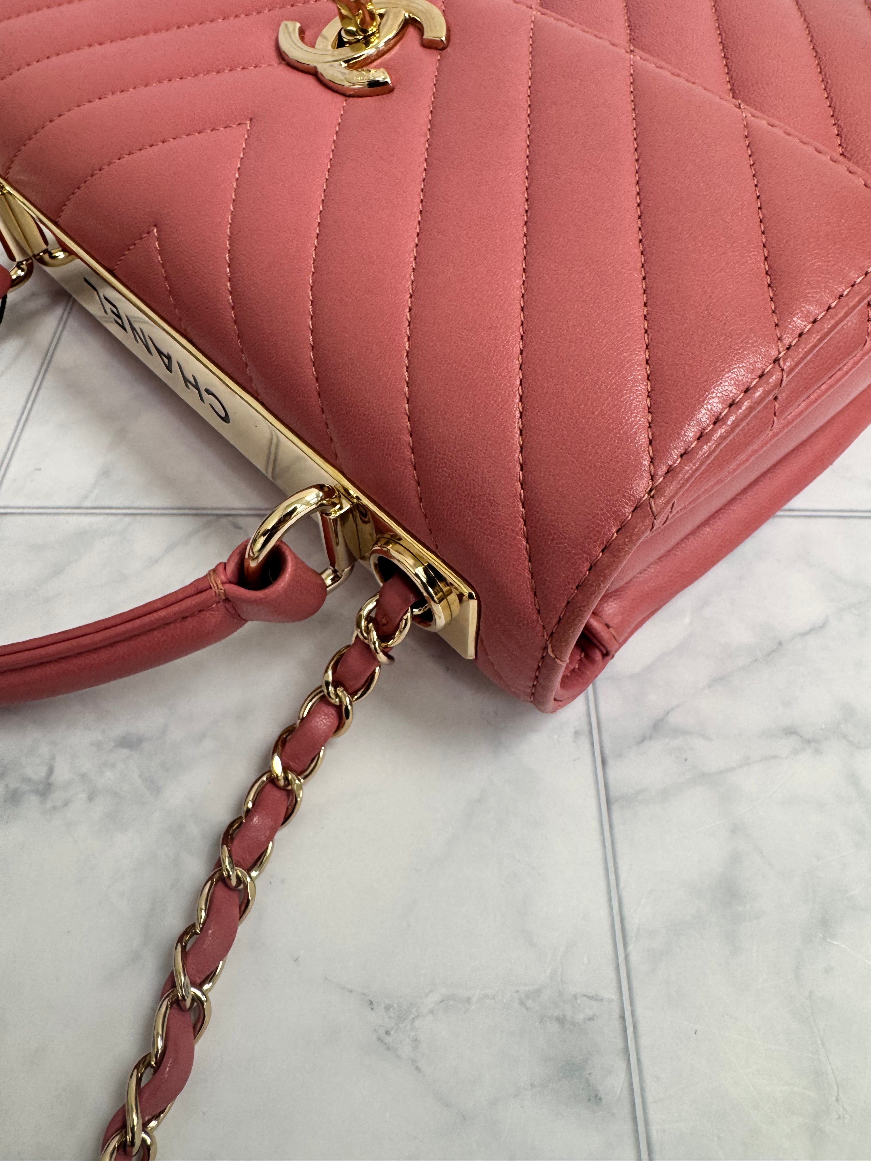 *DONS DROP* Chanel Pink Quilted Lambskin Leather Trendy CC Small Top Handle Bag
