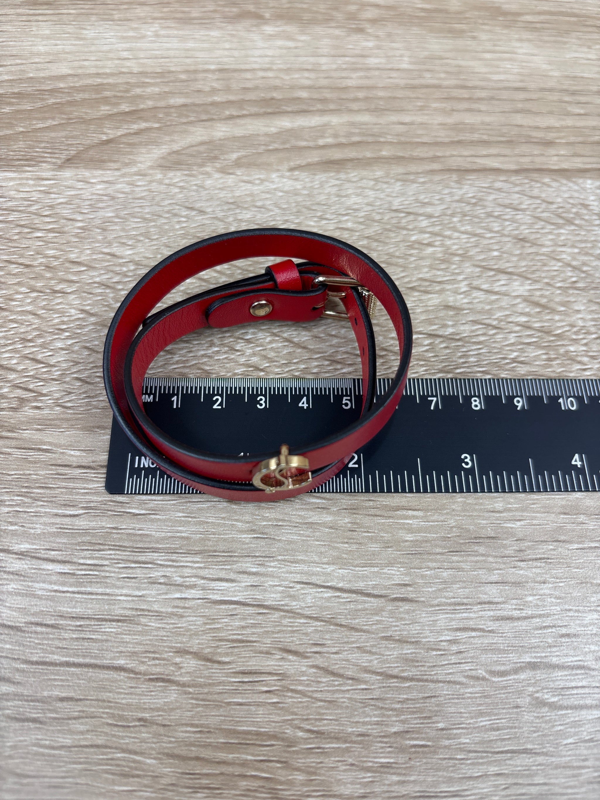 Christian Louboutin Red Leather Wrap Bracelet