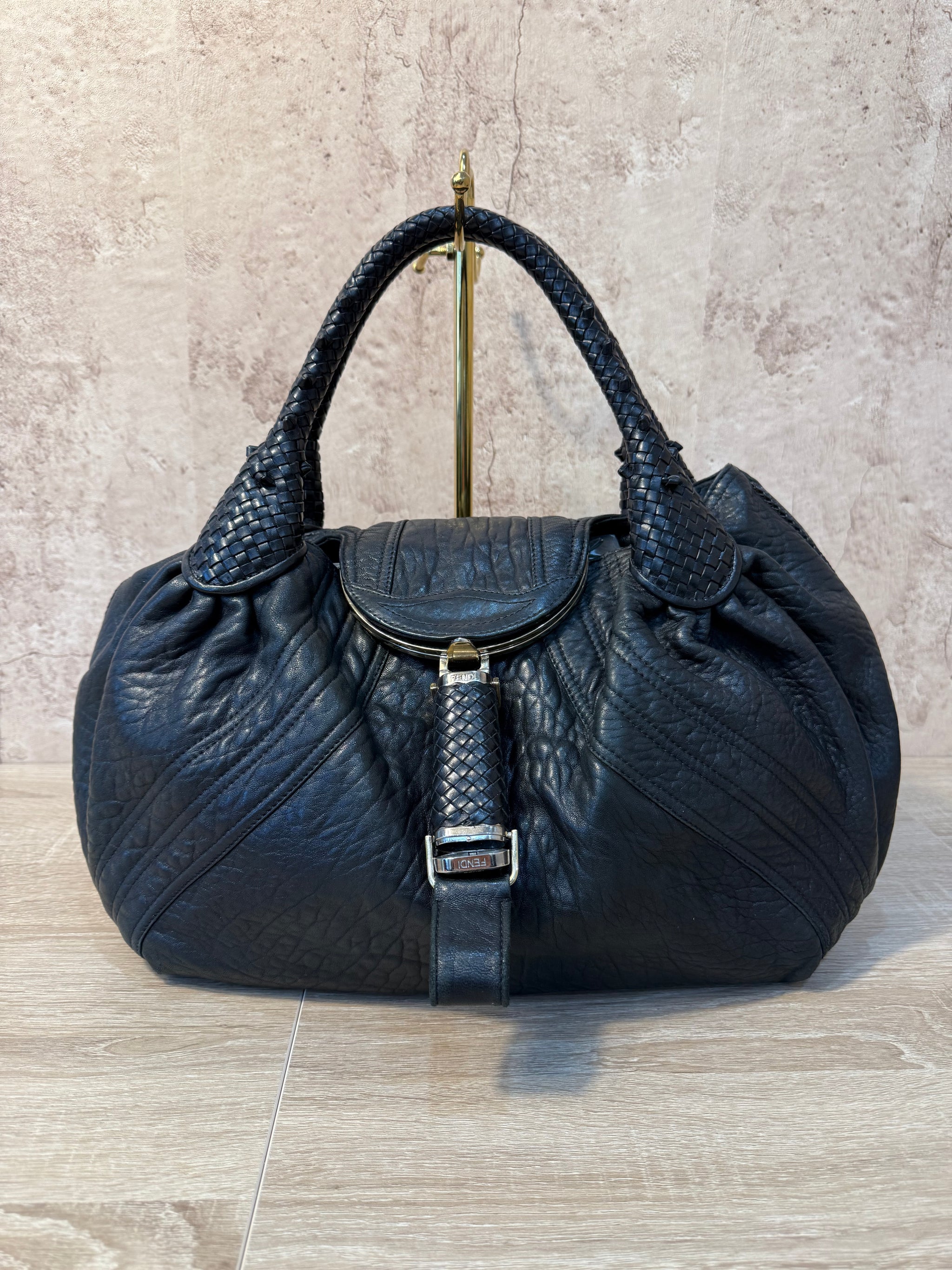 Fendi Black Leather Spy Handbag