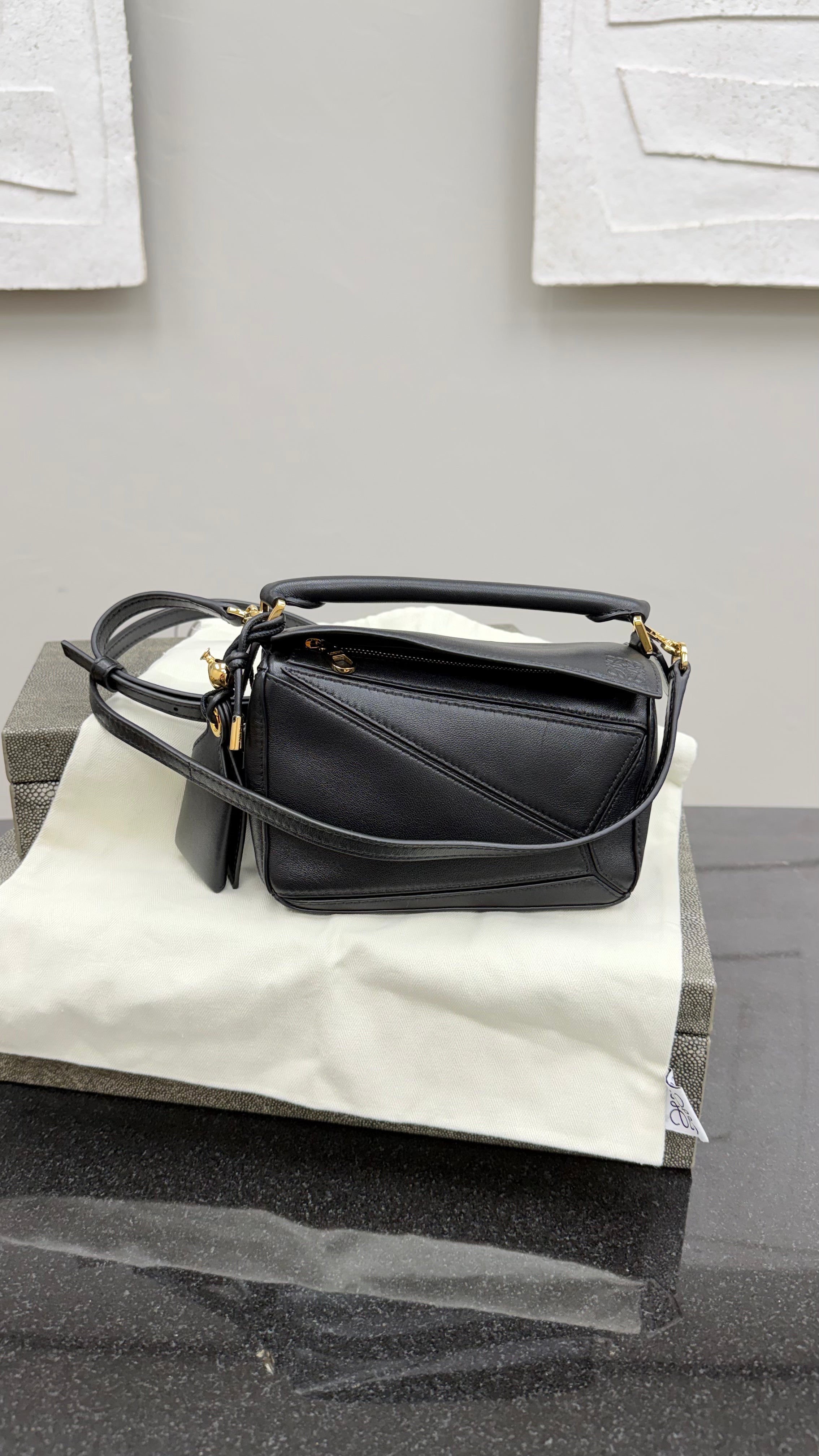 *DONS DROP* LIKE NEW- Loewe Black Lambskin Mini Puzzle Bag