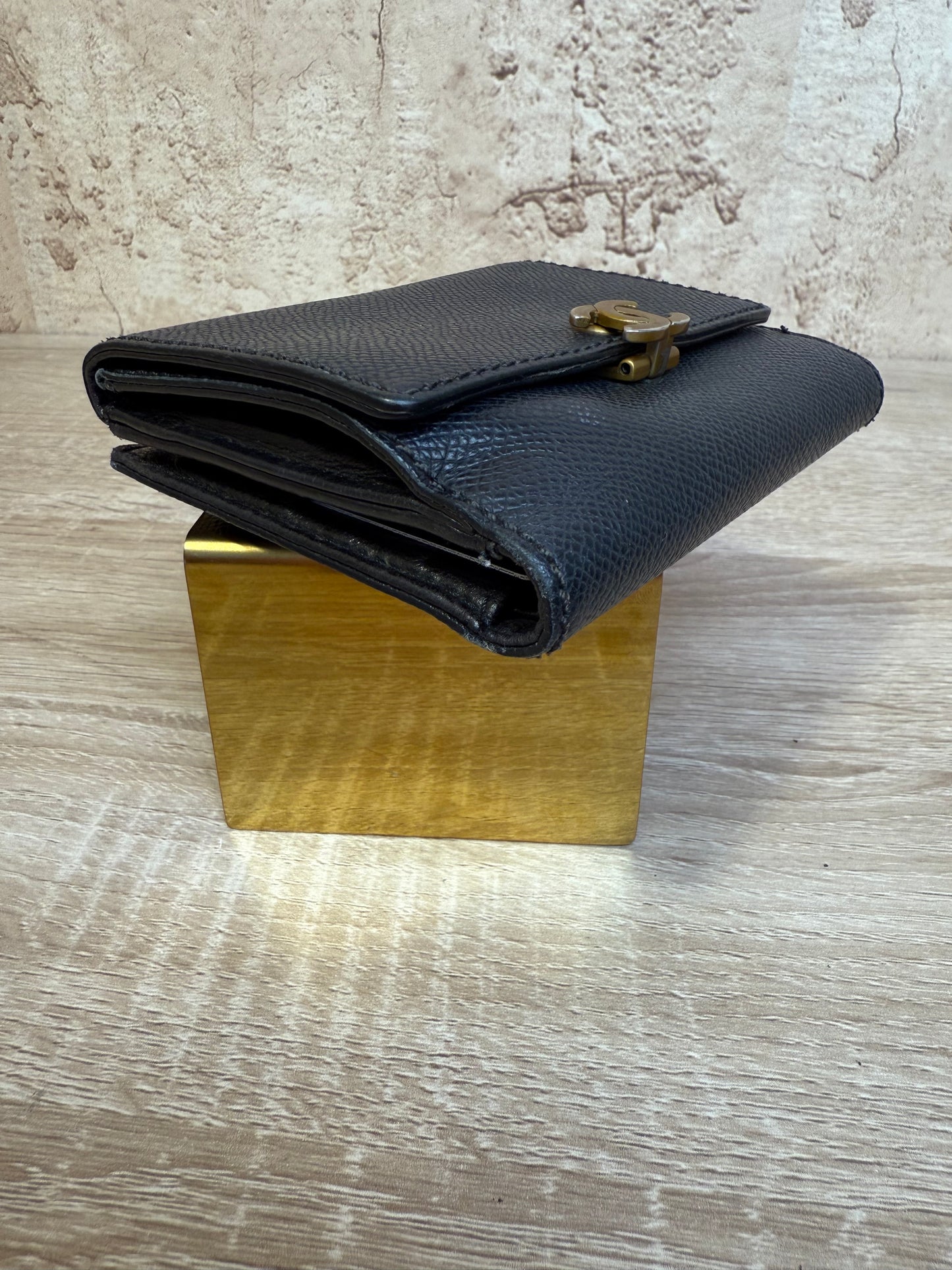 Chanel Vintage Black Caviar Trifold Compact Wallet