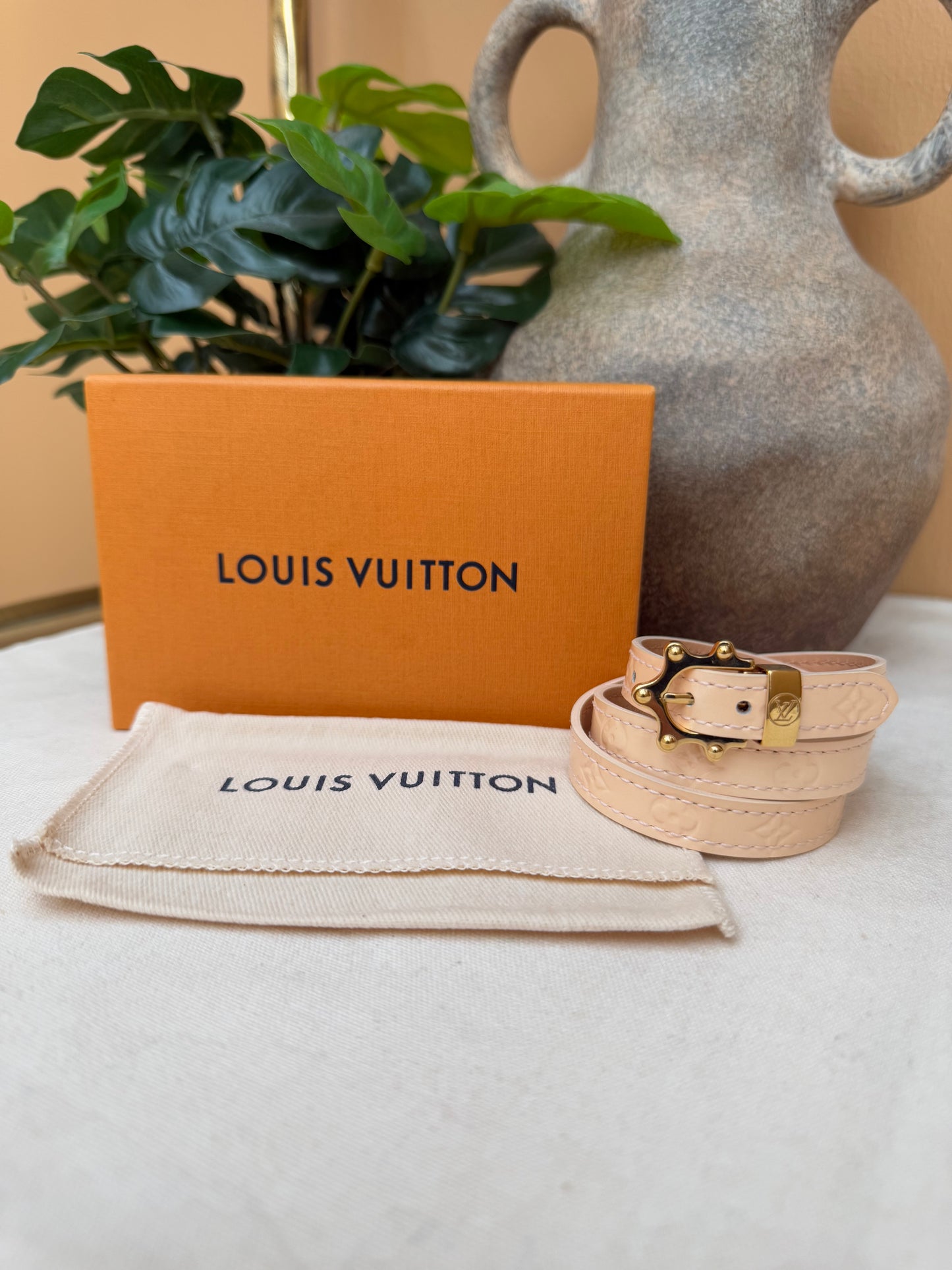 Louis Vuitton Cream Vernis Triple Wrap Bracelet