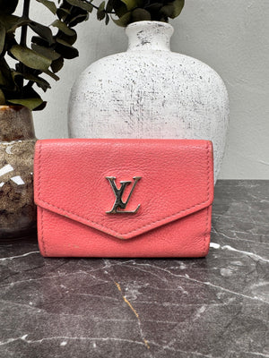 Louis Vuitton Pink Grained Leather Lockmini Compact Wallet