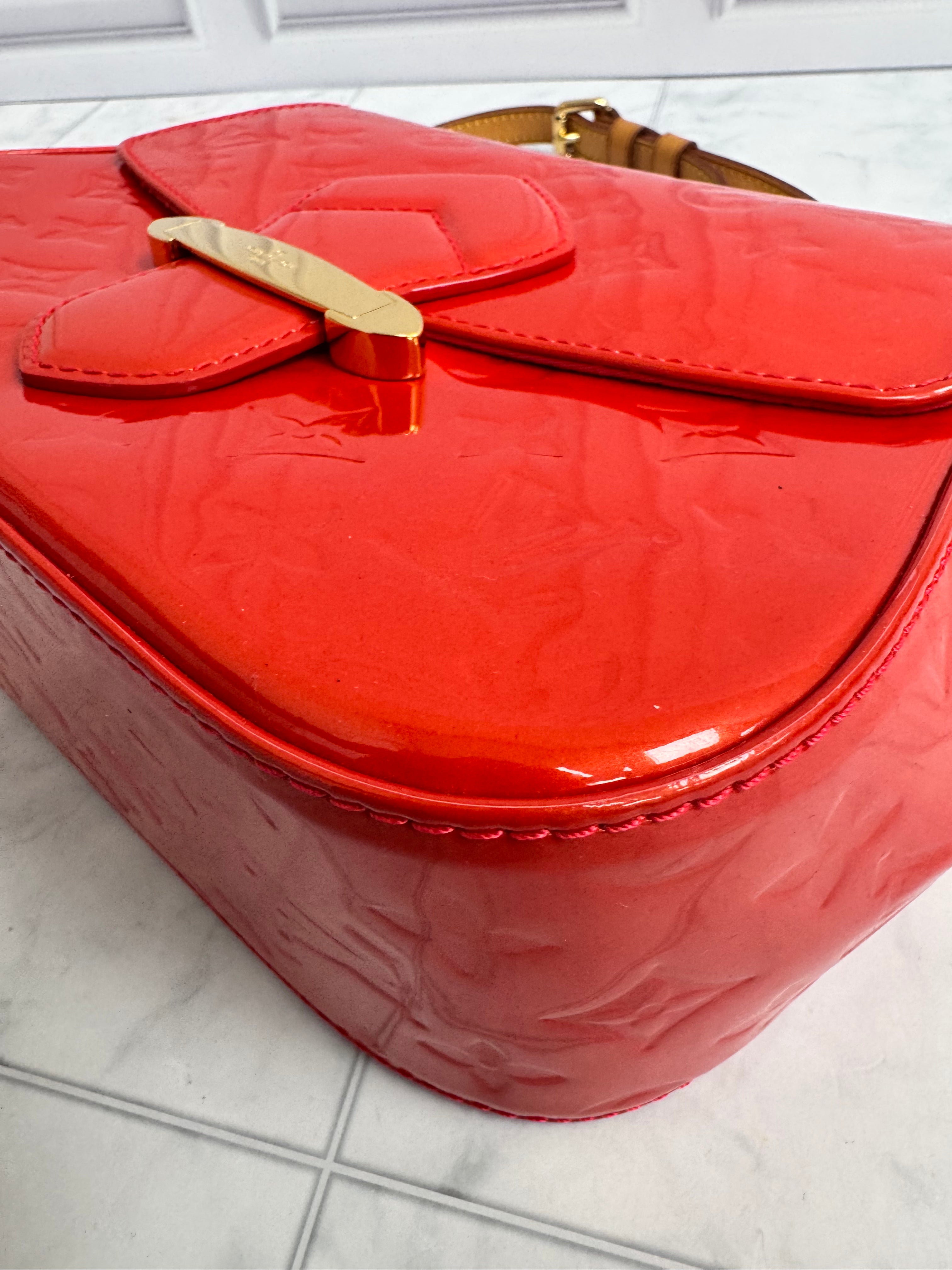 Louis Vuitton Red Vernis Bellflower Bag GM