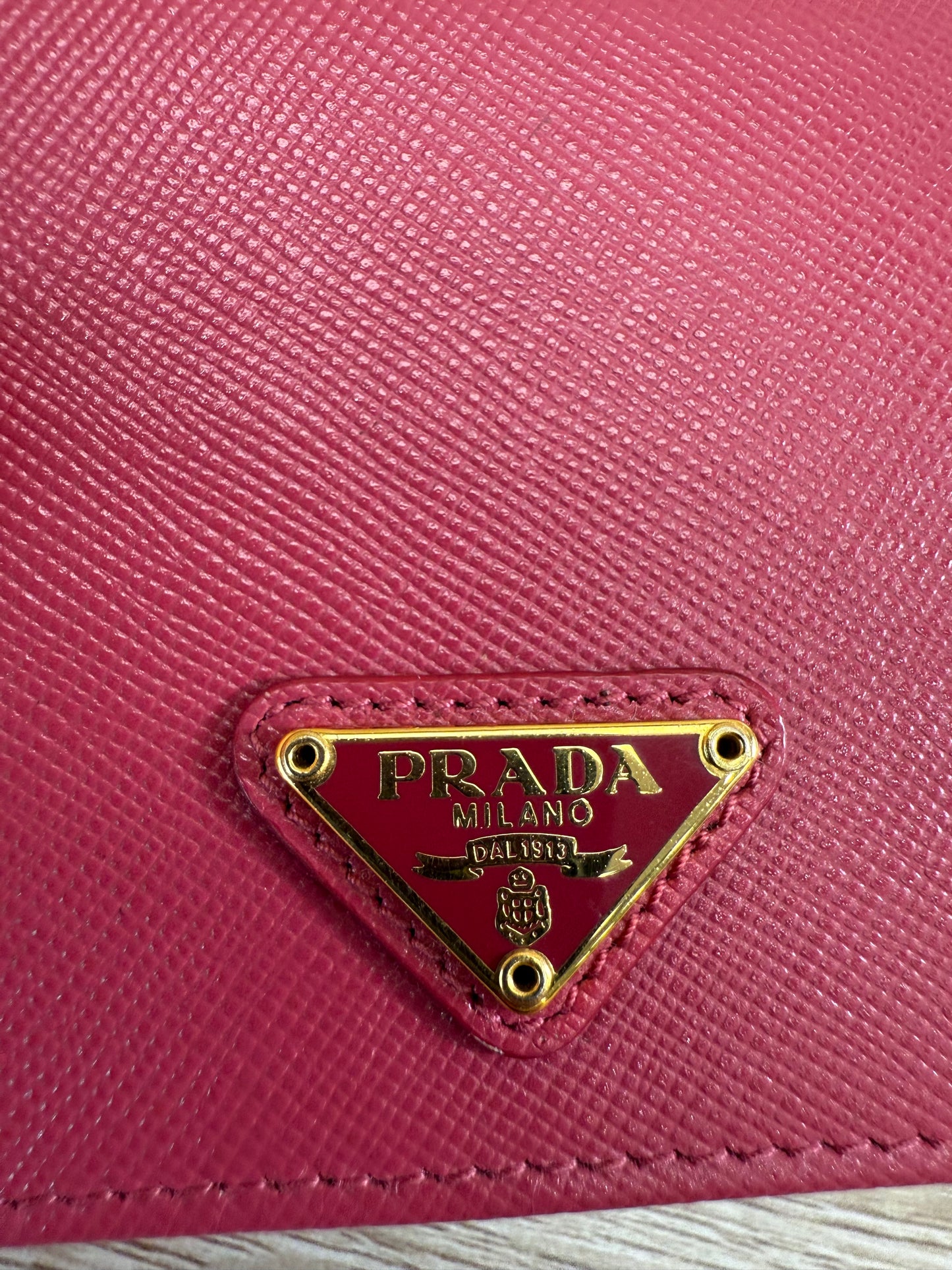 Prada Pink Saffiano Leather Card Case