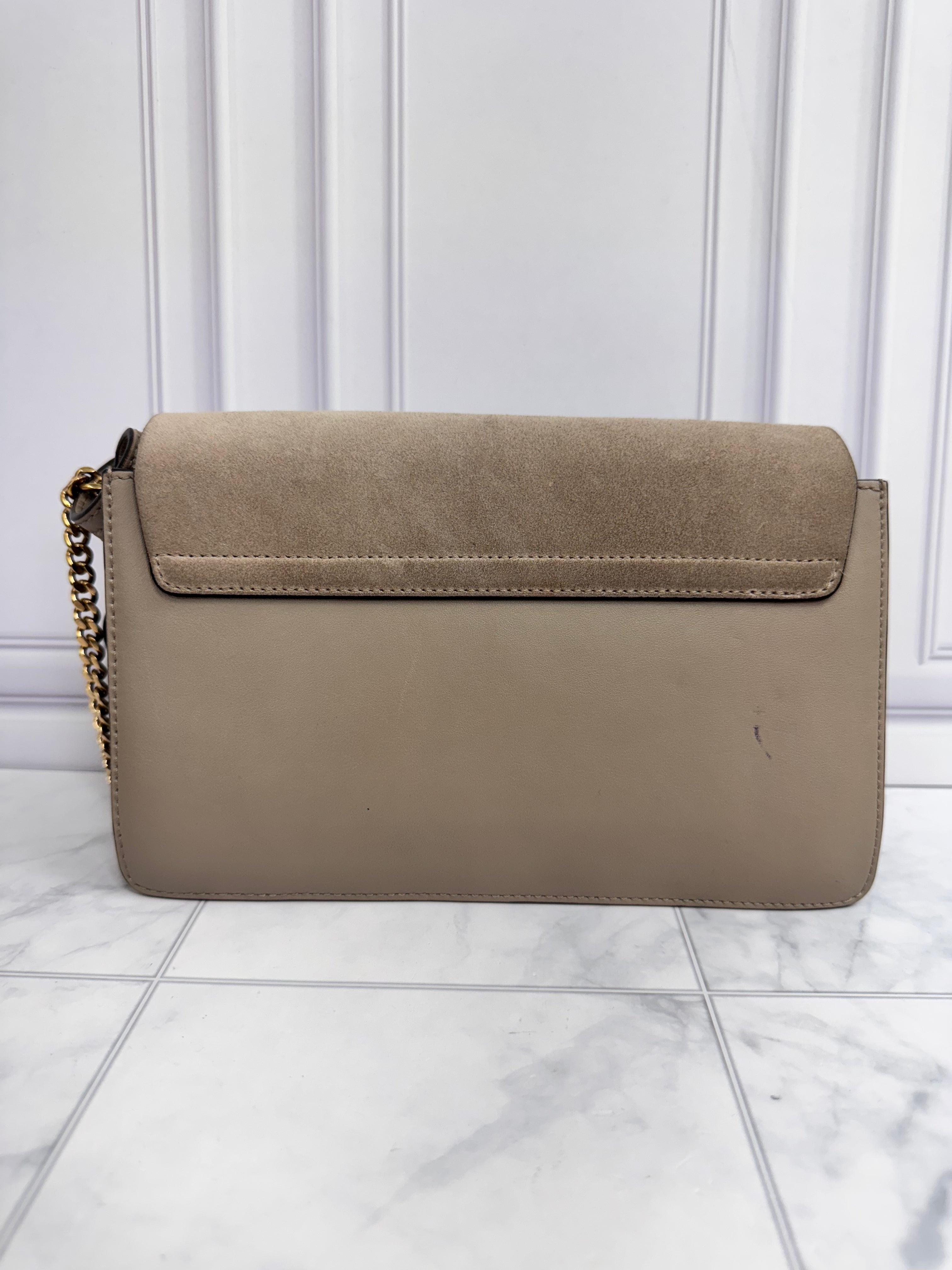 Chloe Grey Suede And Leather Faye Shoulder Bag