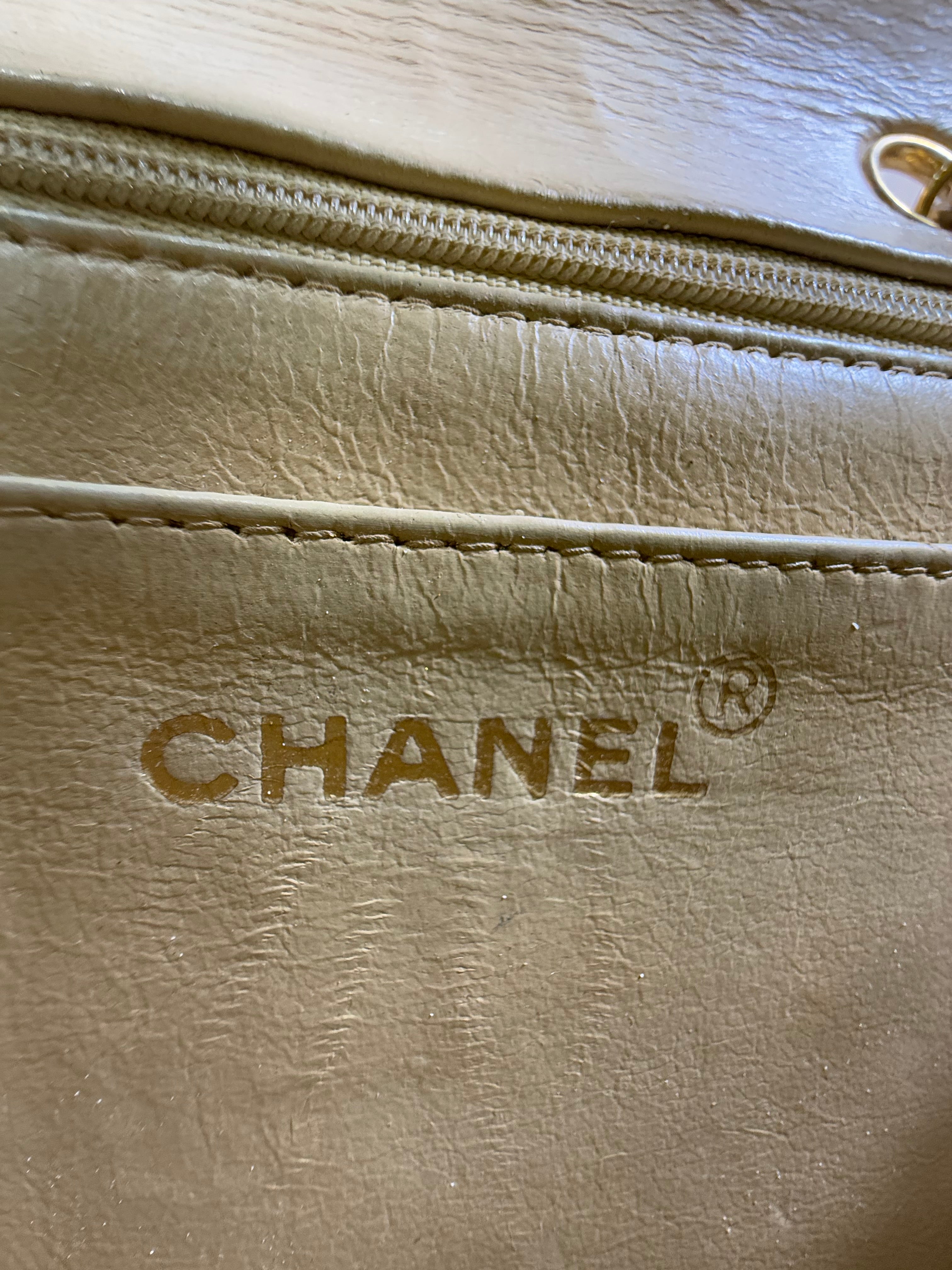 Chanel Vintage Quilted Beige Lambskin Diana Flap Bag