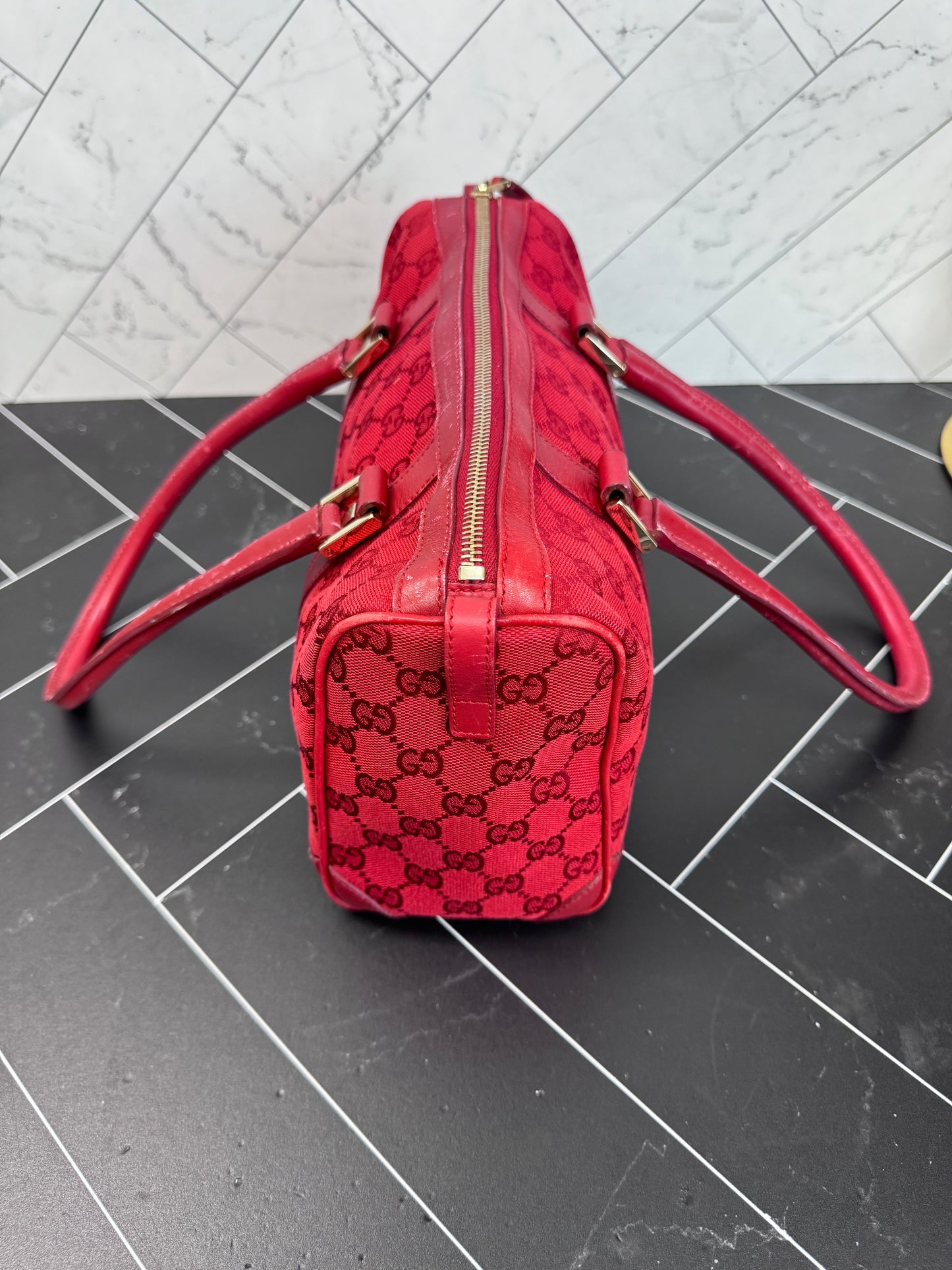 Gucci Red Canvas Shoulder Bag