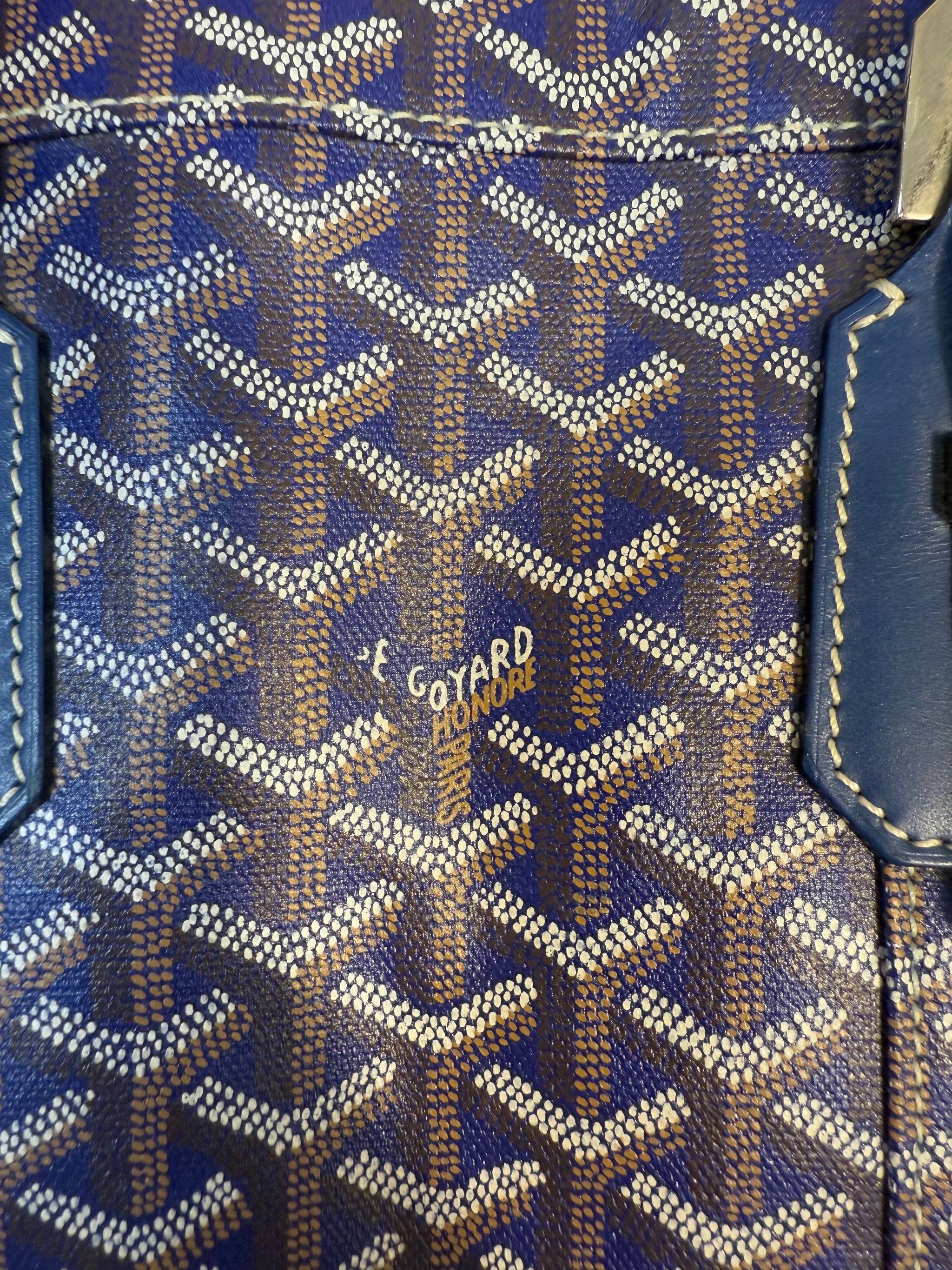 Goyard Navy Goyardine Leather Boston Bag