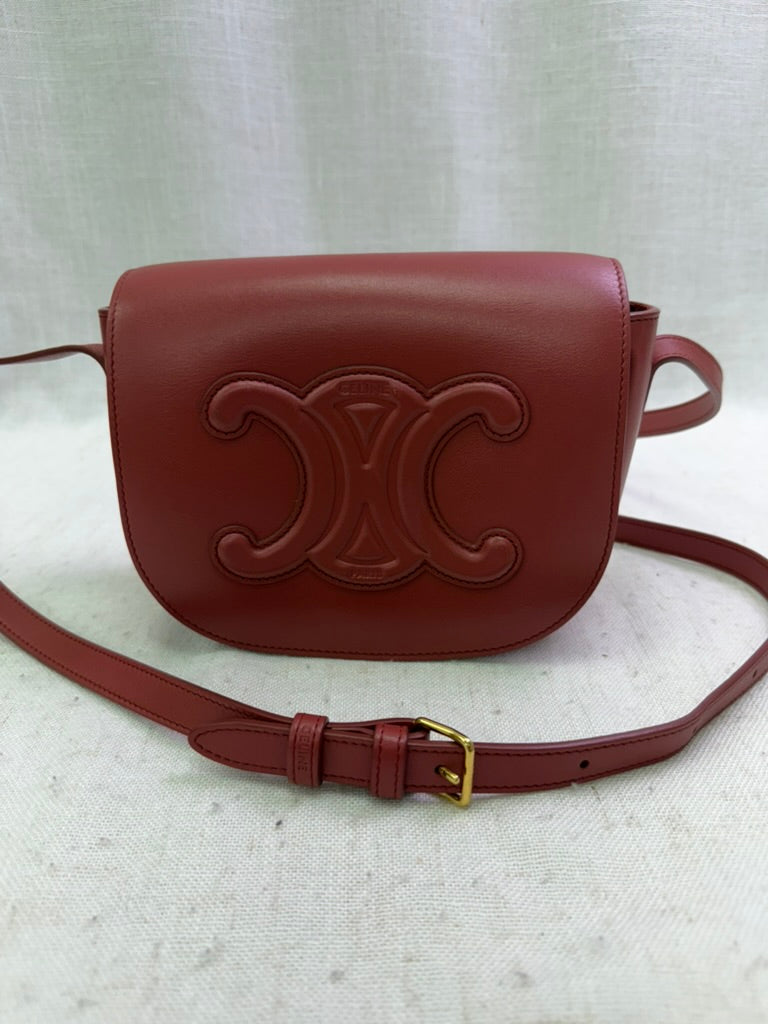 Celine Rusty Rose Smooth Calfskin Cuir Triomphe Folco Bag