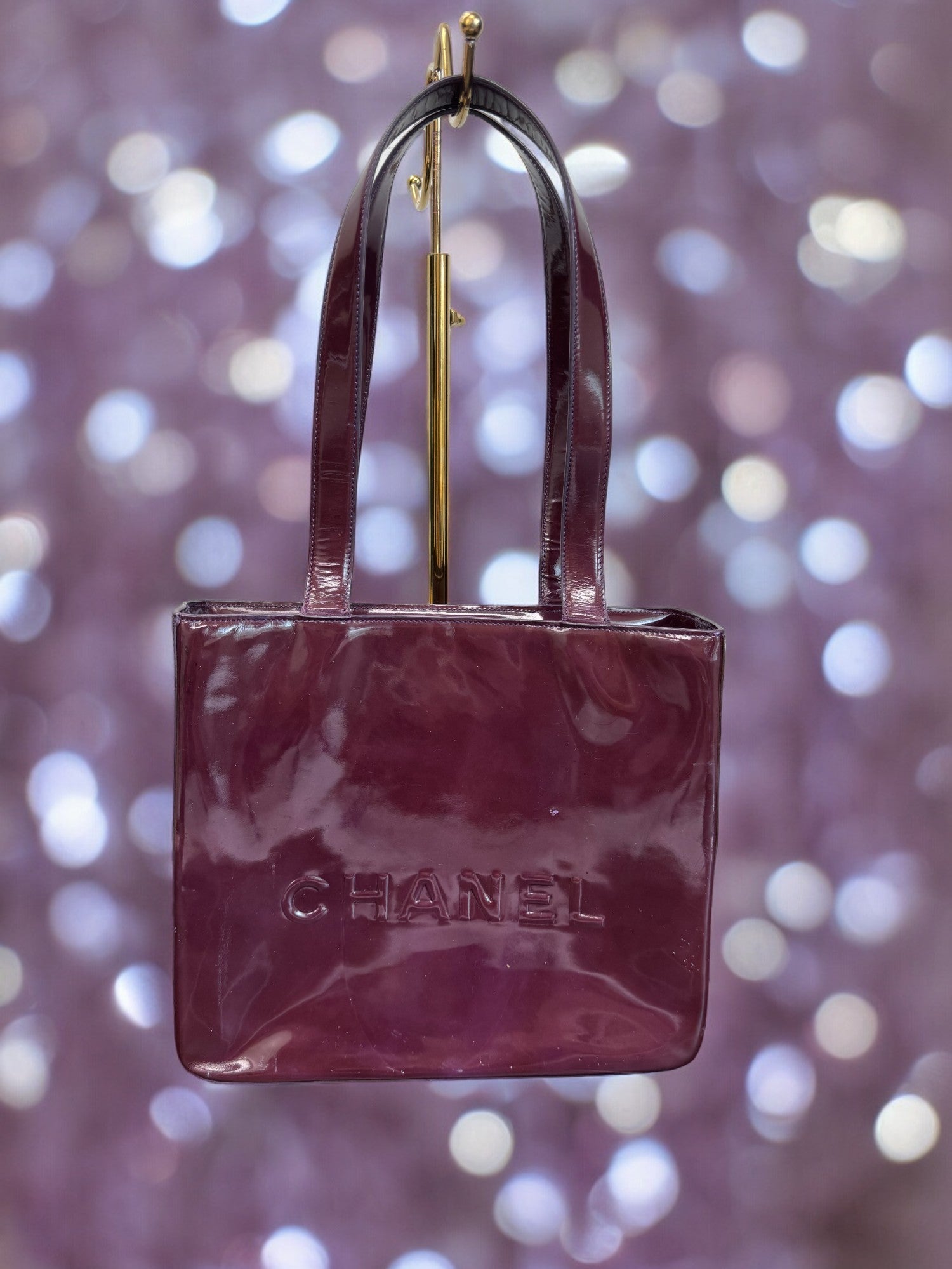 Chanel Plum Patent Leather Shoulder Bag