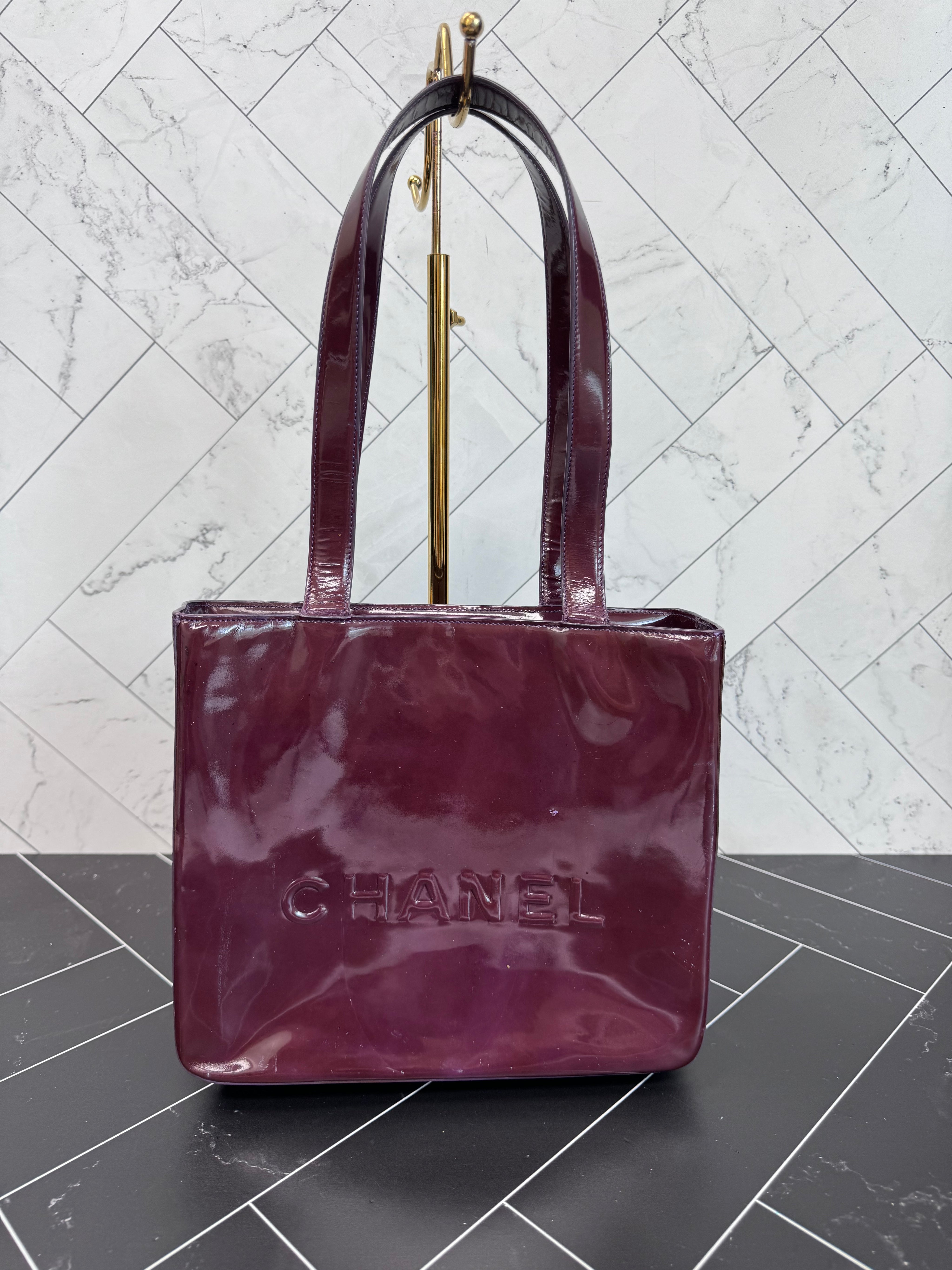 Chanel Plum Patent Leather Shoulder Bag