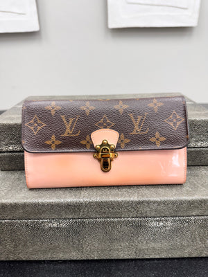Louis Vuitton Monogram And Pink Vernis Cherrywood Long Wallet